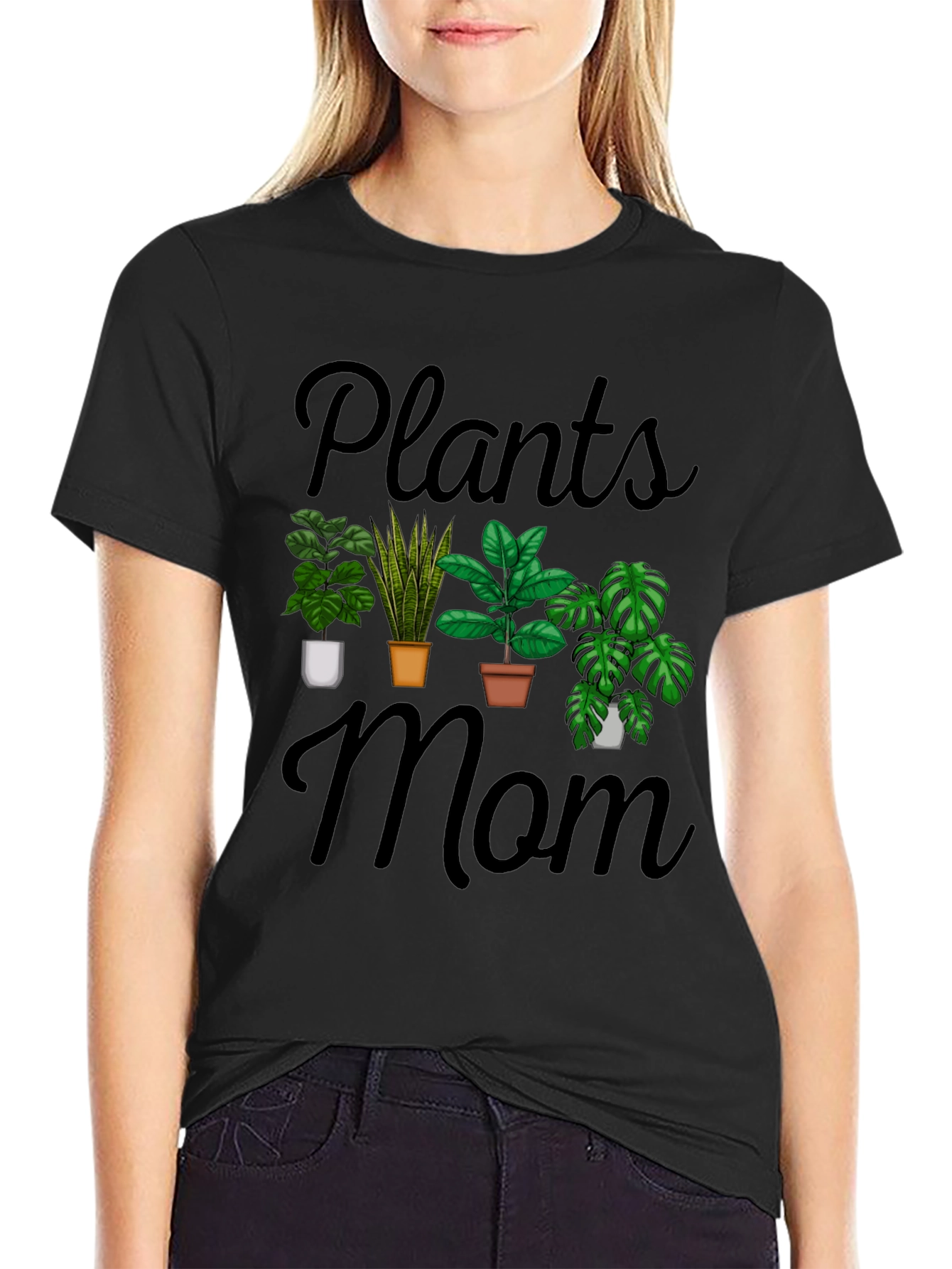 Black Plants Mom Graphic T-Shirt view 2