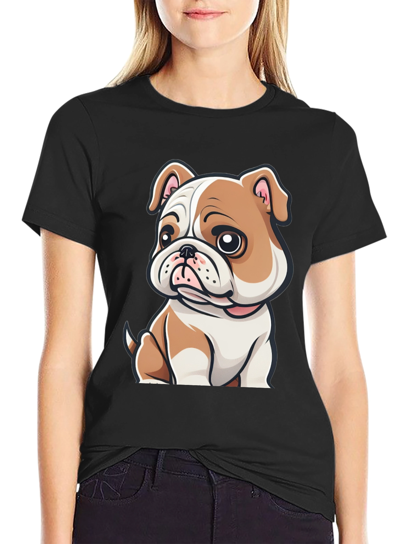 Black Bulldog Puppy Graphic Tee - Cute Dog Lover Shirt view 2