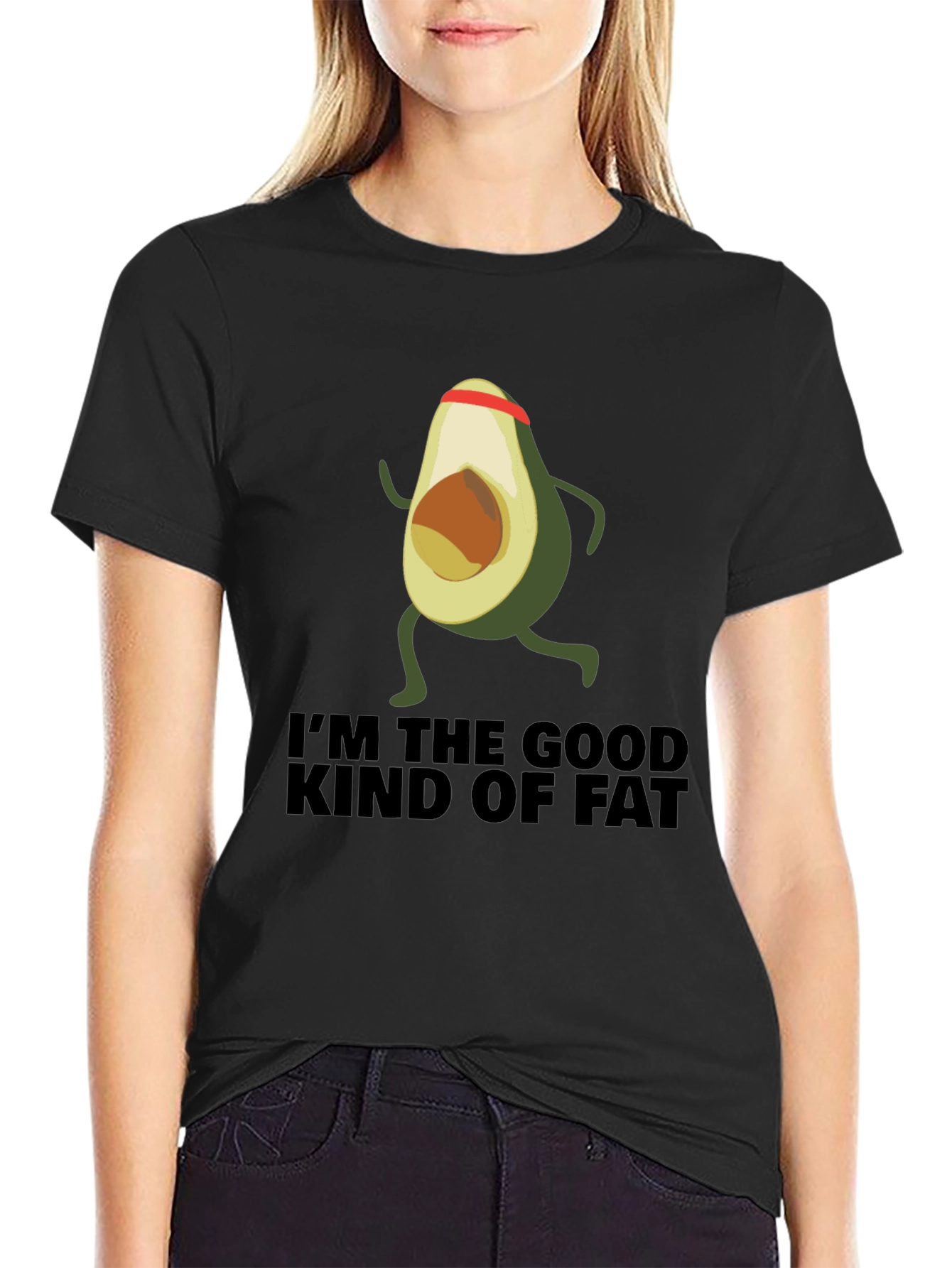 Black Avocado Running T-Shirt - I'm the Good Kind of Fat view 2