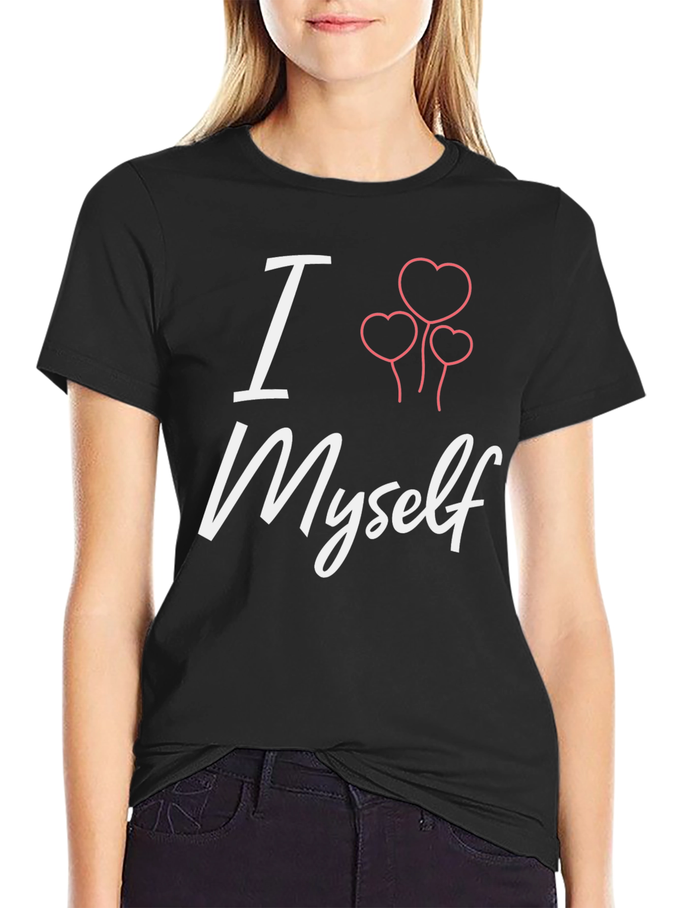 Black I Heart Myself T-Shirt - Black Tee with Cute Graphic view 2