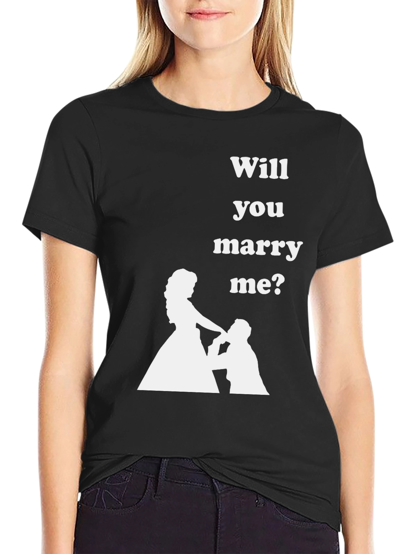 Black Marry Me Graphic Tee - Proposal T-Shirt view 2