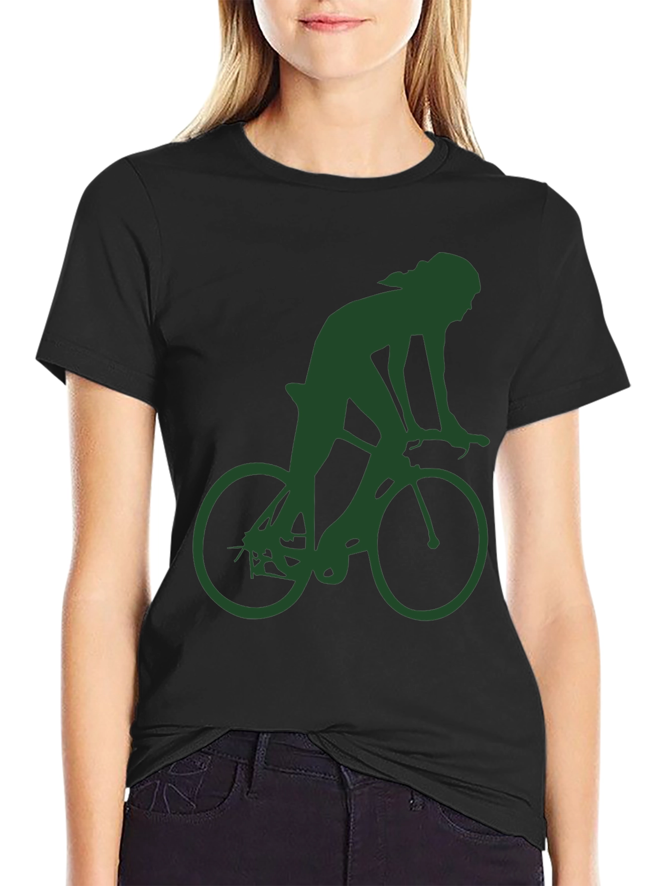 Black Cyclist Graphic Tee - Black Cotton Blend T-Shirt view 2
