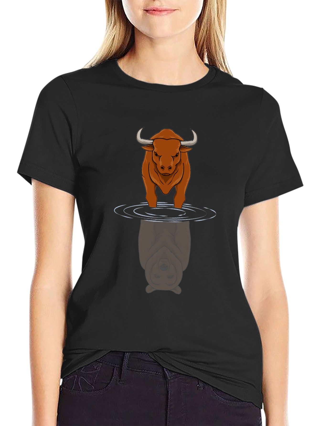 Black Bull & Bear Reflection T-Shirt - Stock Market Apparel view 2