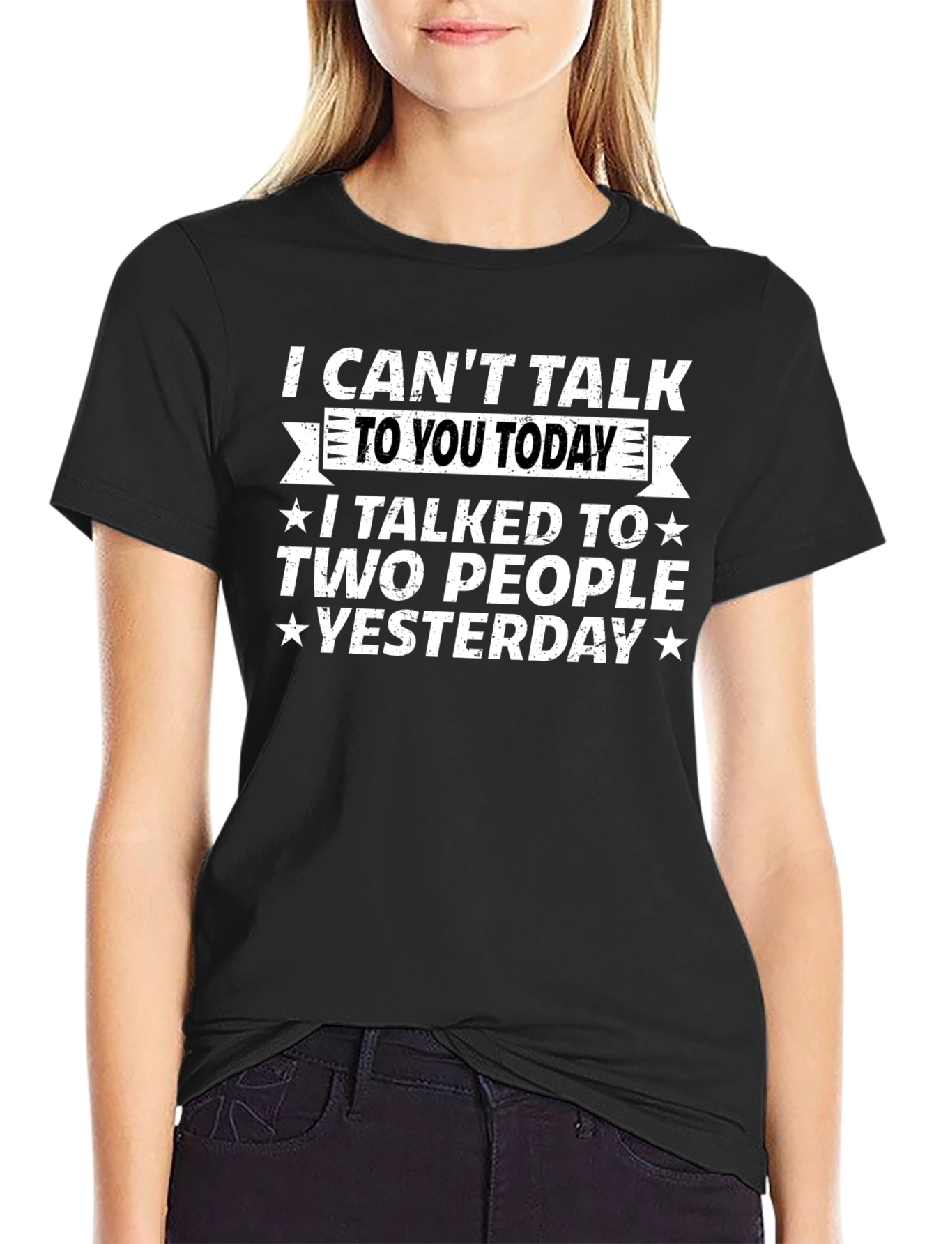 Black Funny I Can't Talk Today Graphic T-Shirt view 2