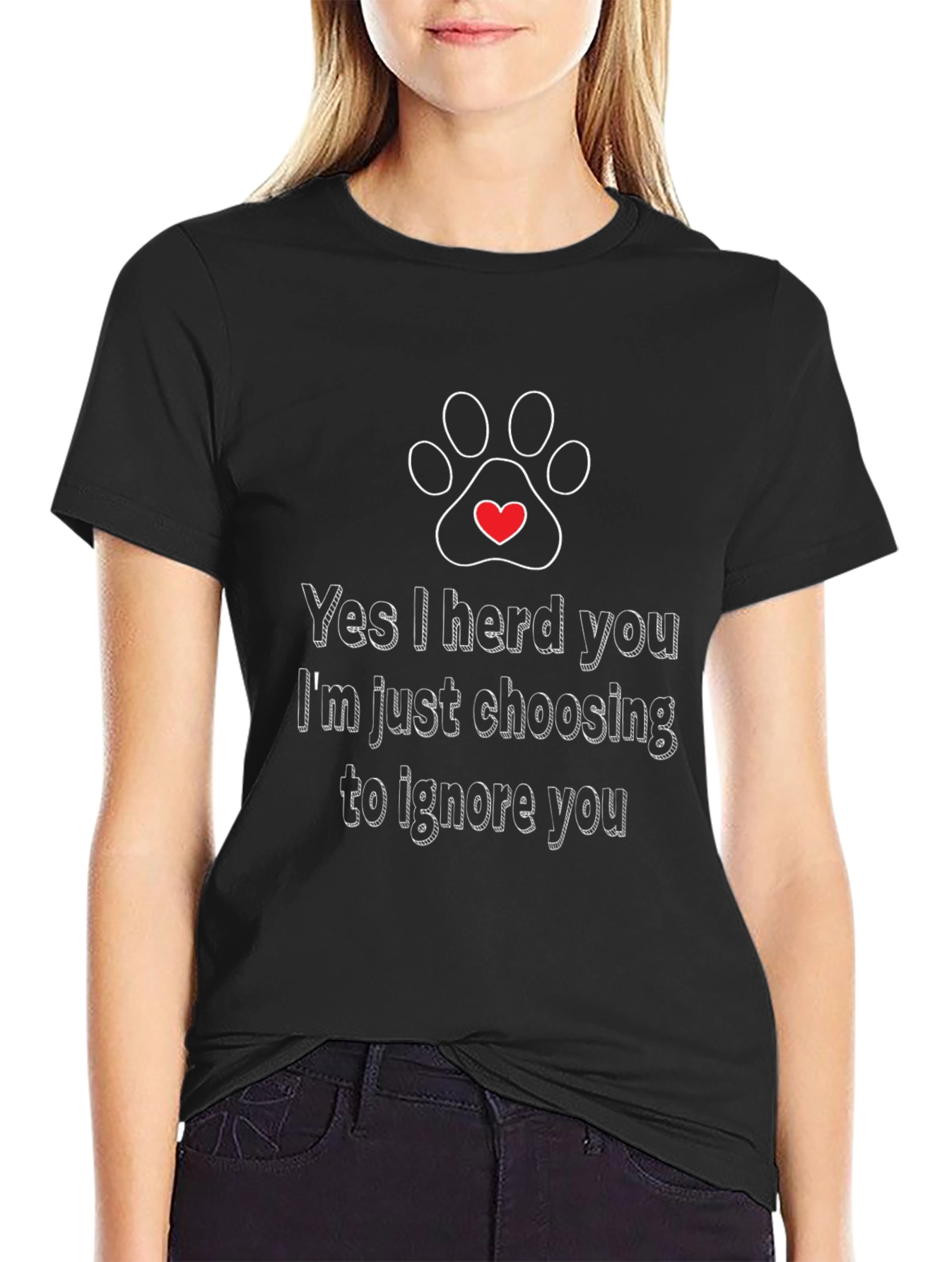 Black Funny Dog Lover T-Shirt - I Herd You view 2