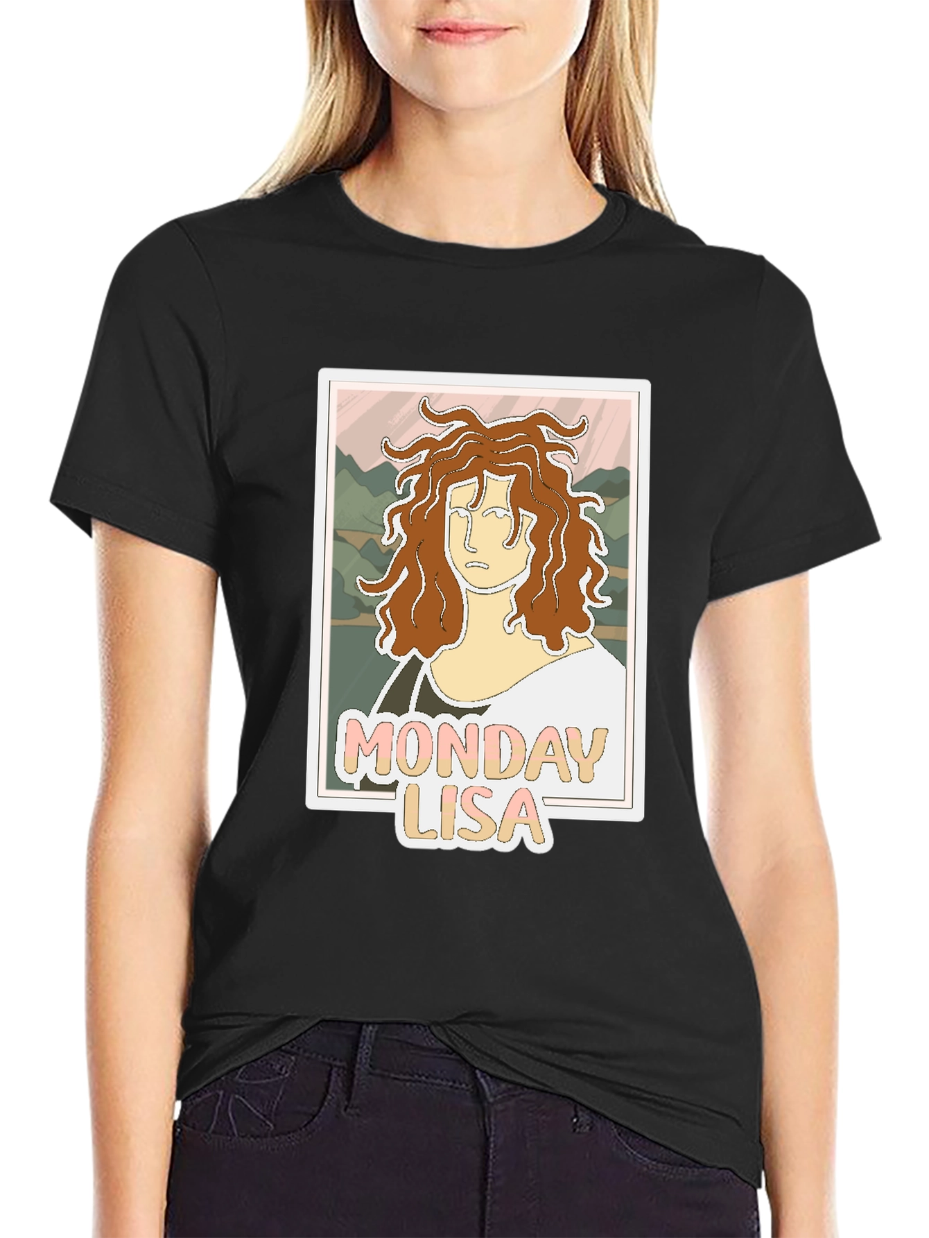 Black Monday Lisa Graphic Tee - Unique Art T-Shirt view 2