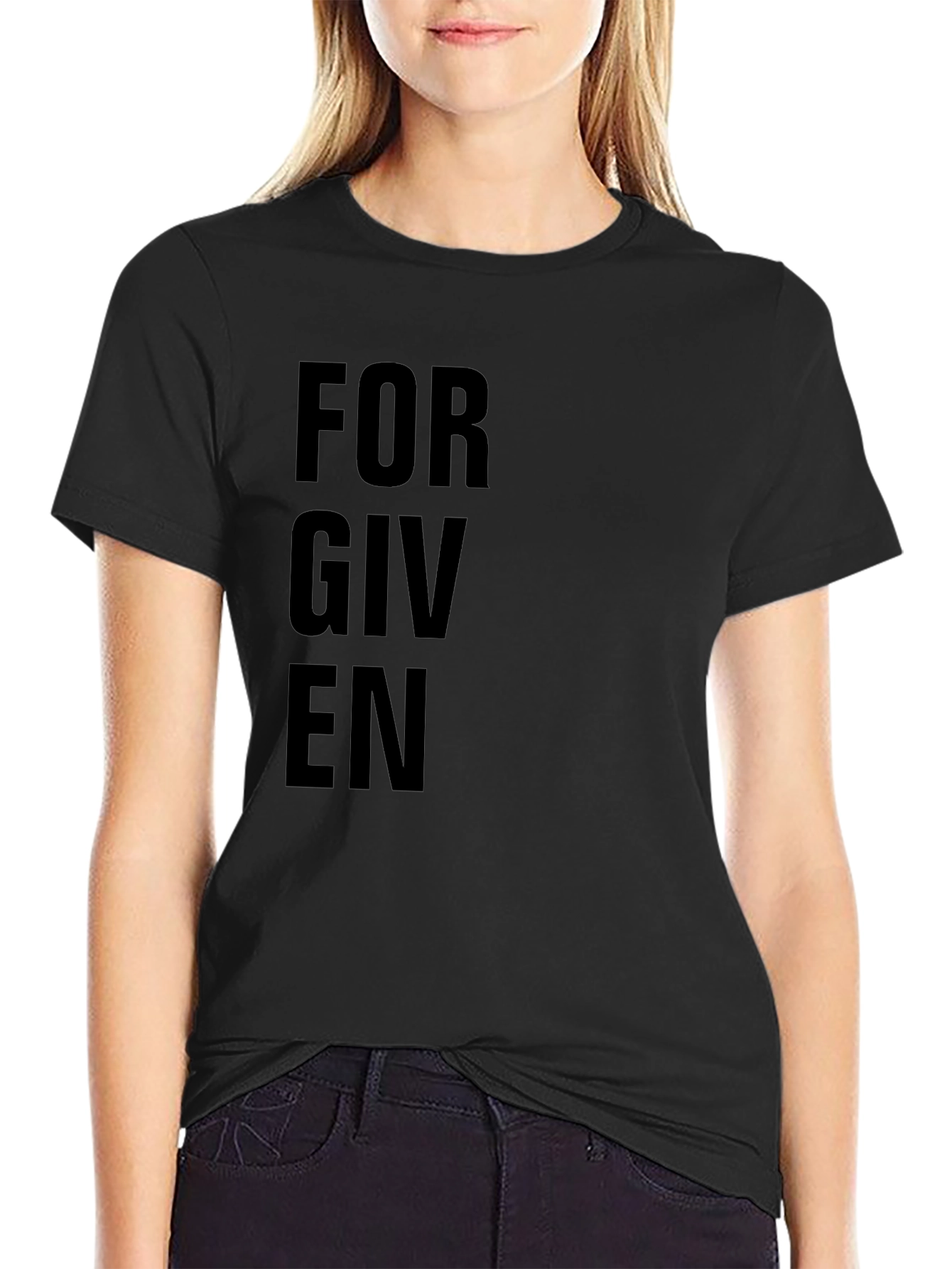 Black Forgiven Black Crewneck T-Shirt - Christian Apparel view 2