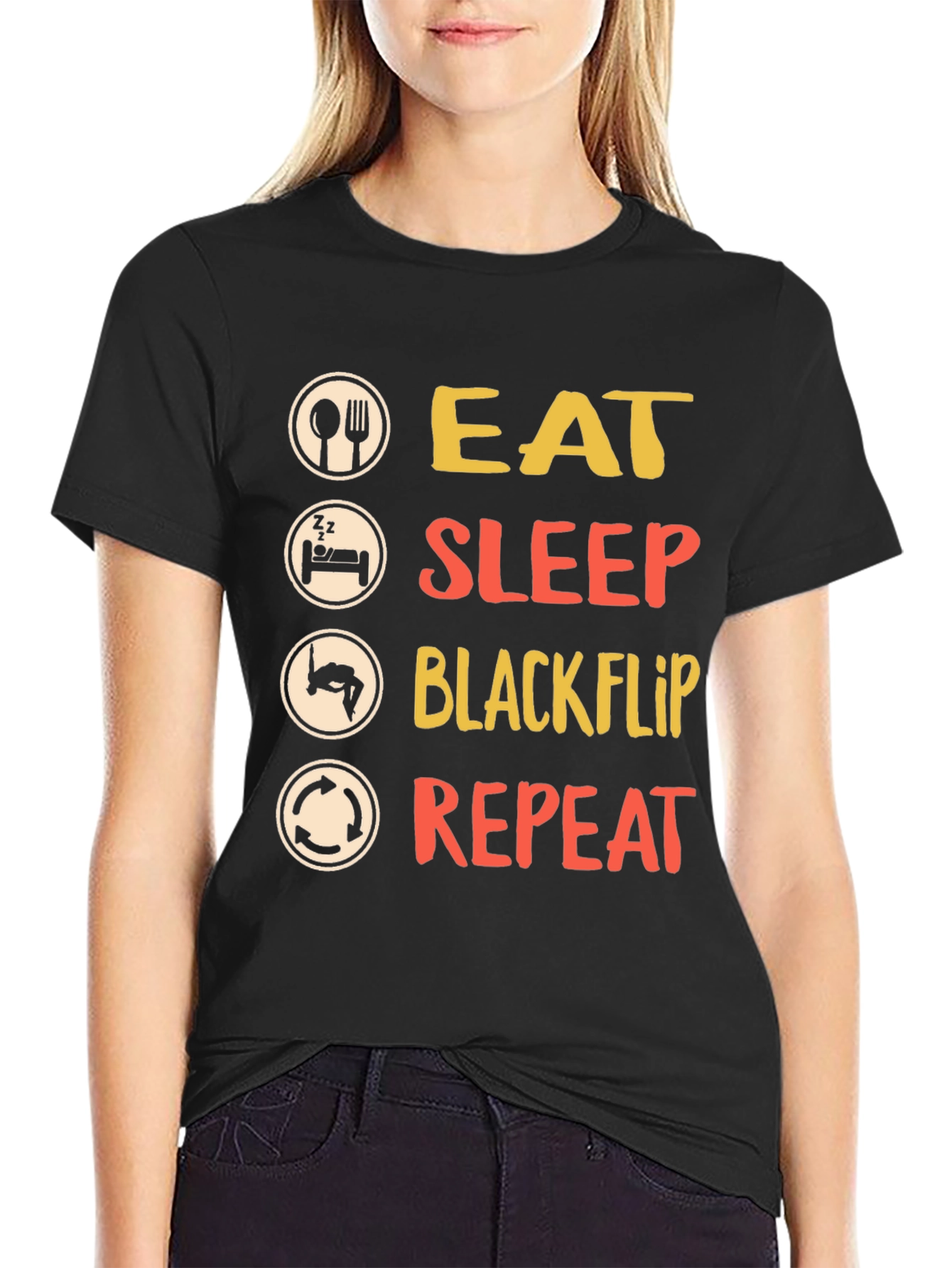Black Eat Sleep Blackflip Repeat T-Shirt view 2