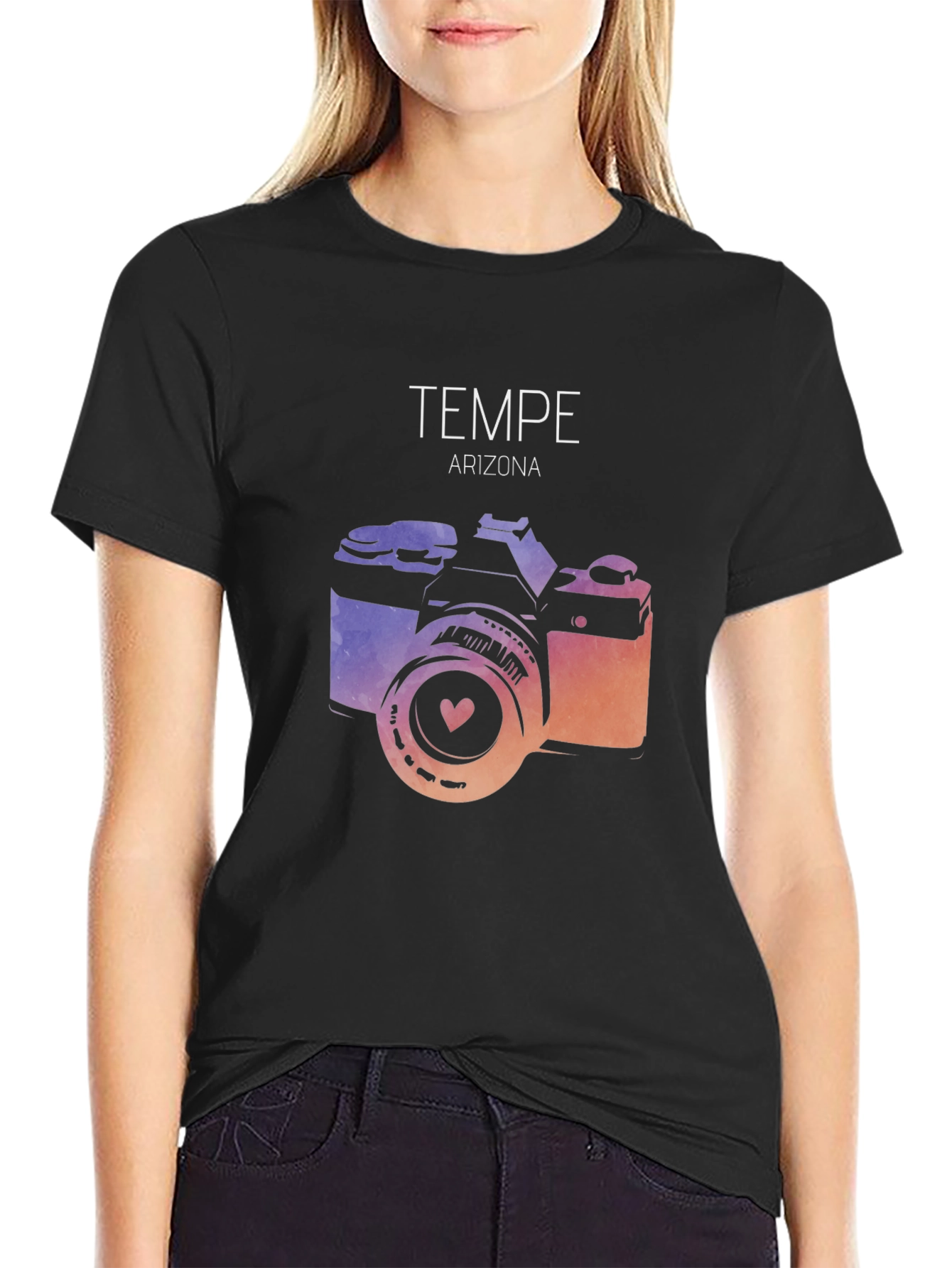 Black Tempe Arizona Camera Graphic T-Shirt view 2