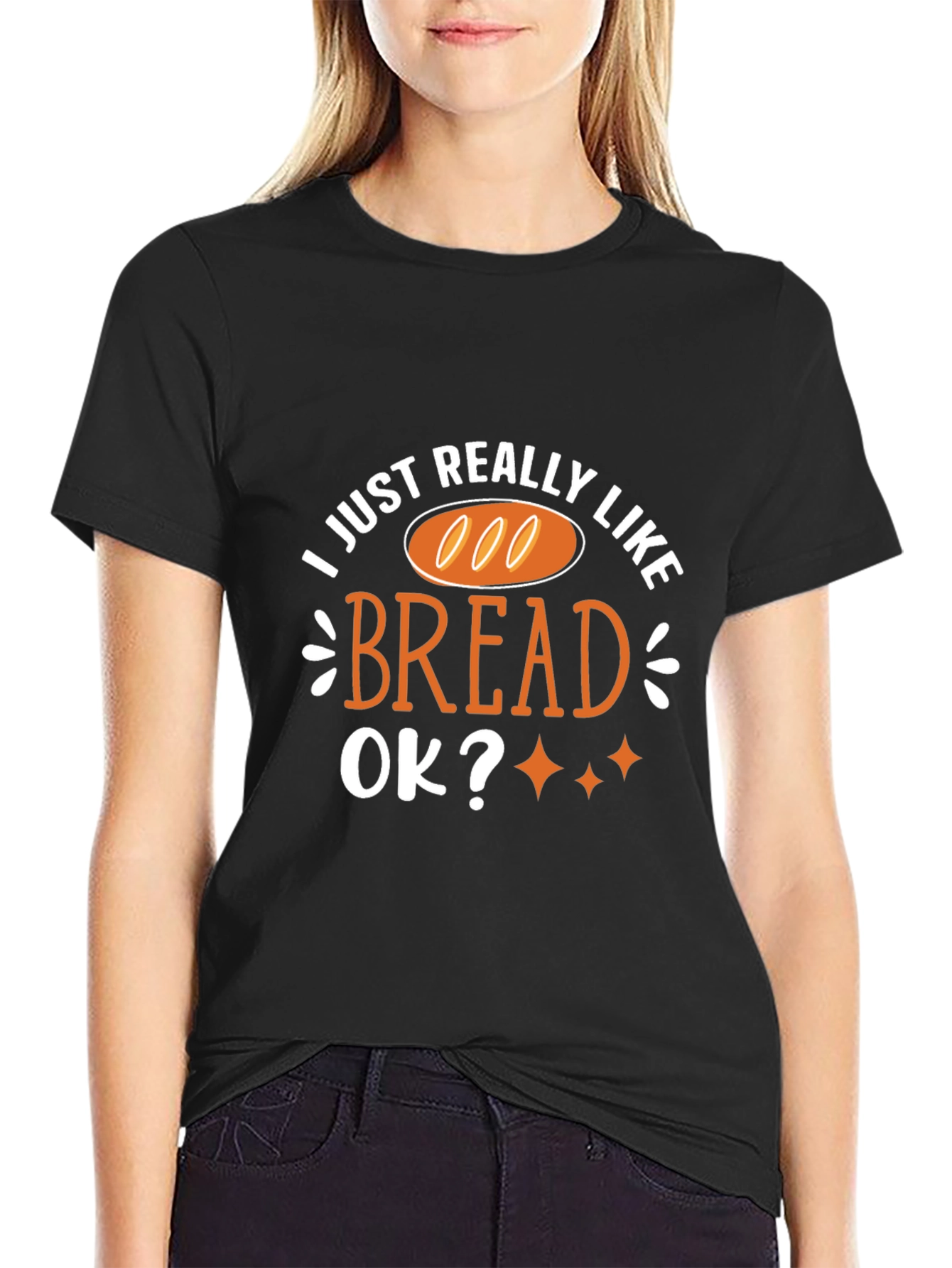 Black I Just Really Like Bread T-Shirt Funny Foodie Tee view 2