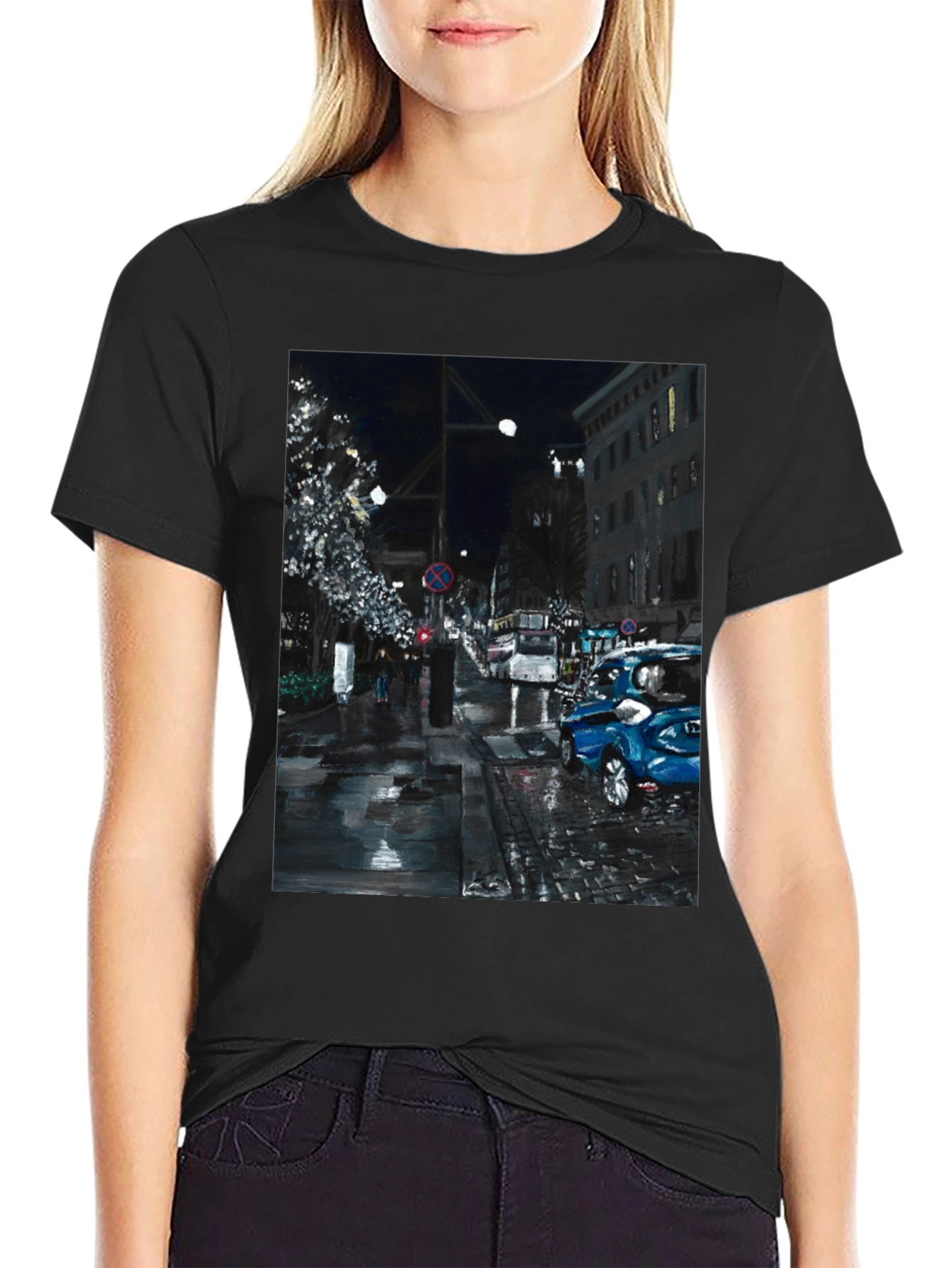 Black City Nightscape T-Shirt view 2