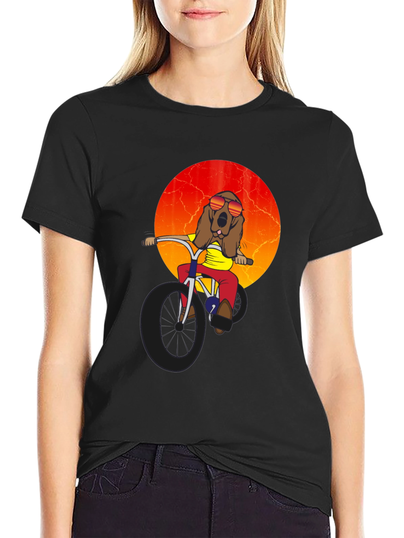 Black Dog on Bike Graphic Tee view 2