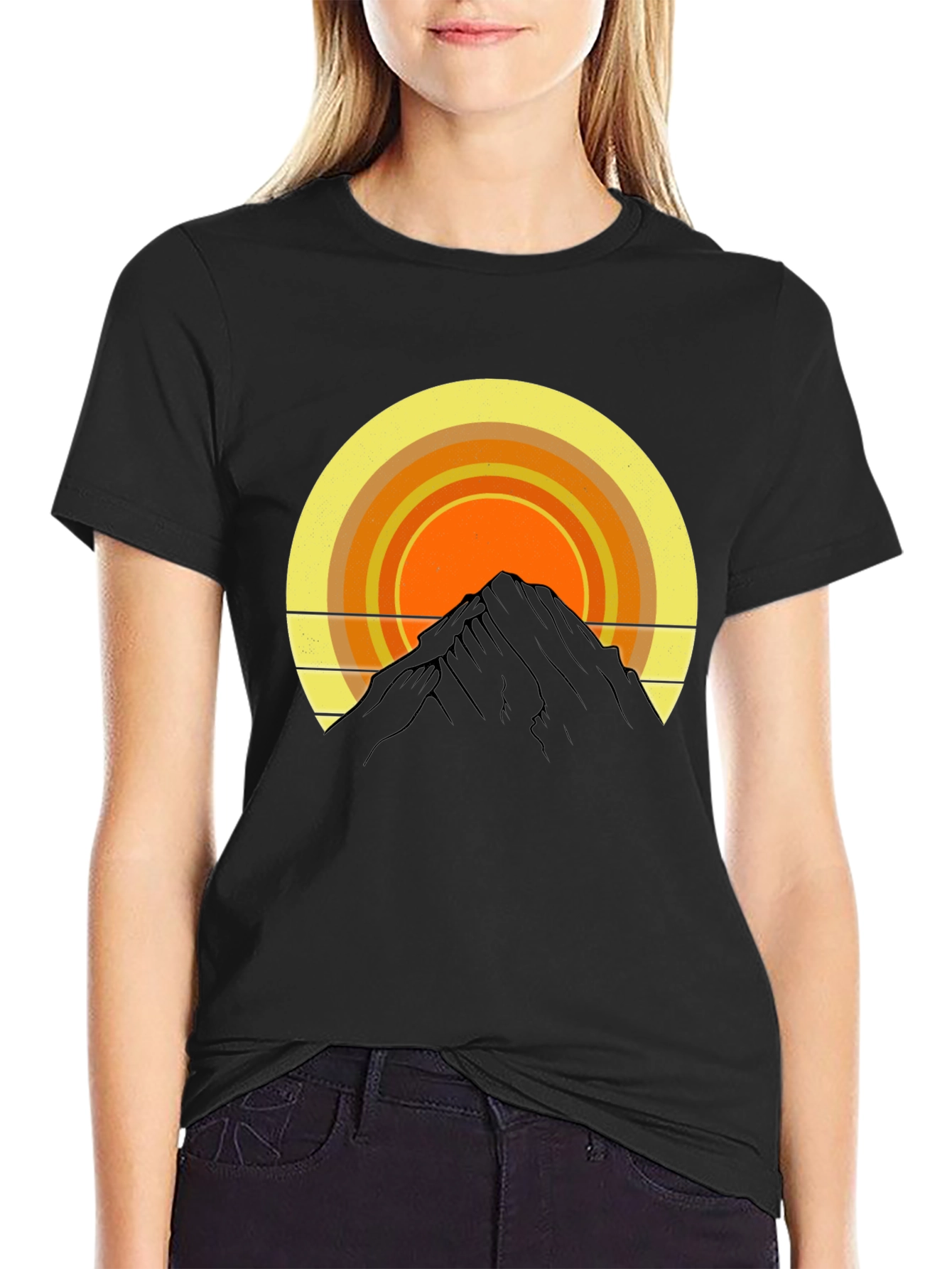 Black Mountain Sunset Graphic Tee - Retro Style view 2