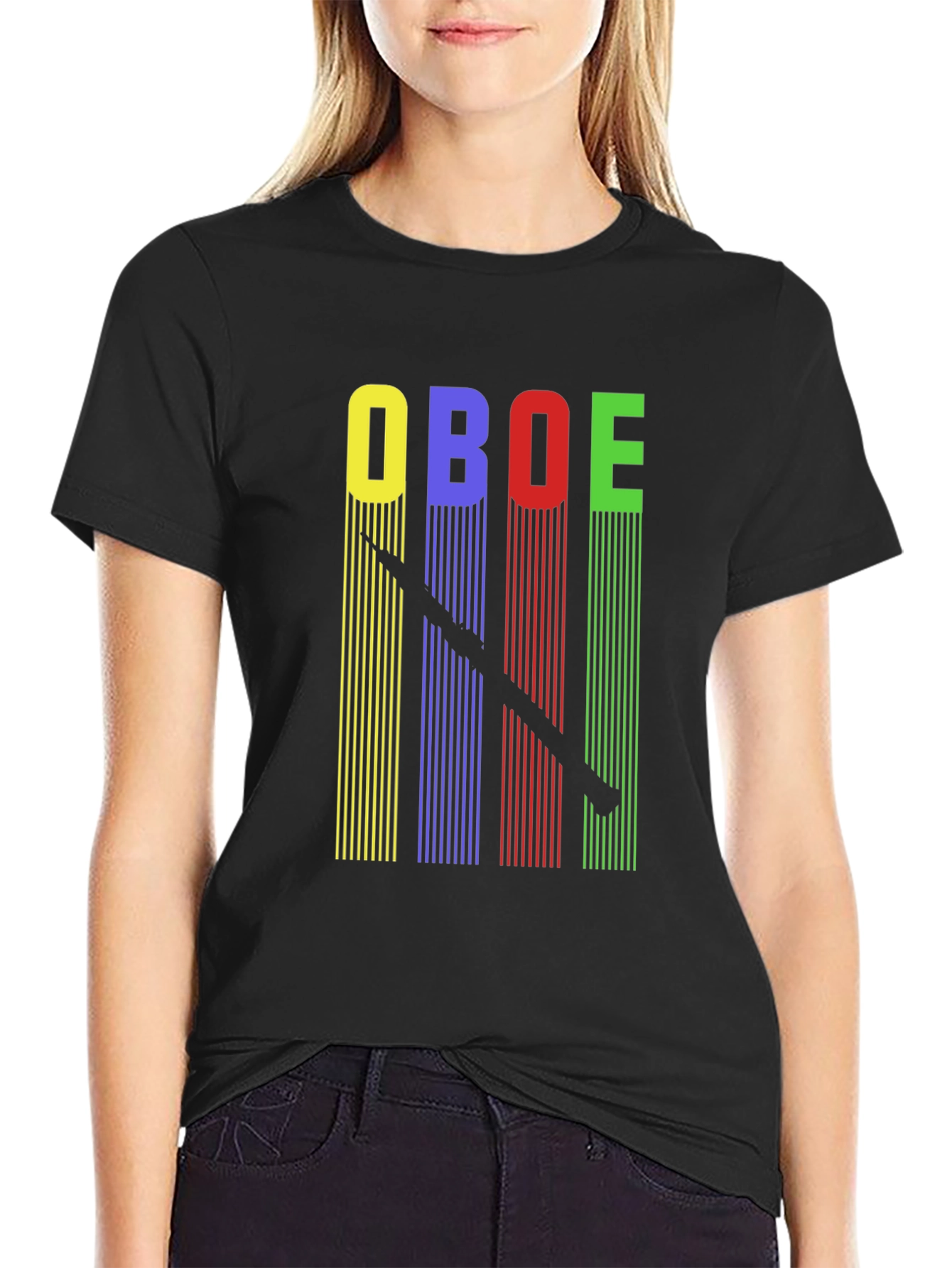 Black Oboe T-Shirt - Music Lover Tee view 2