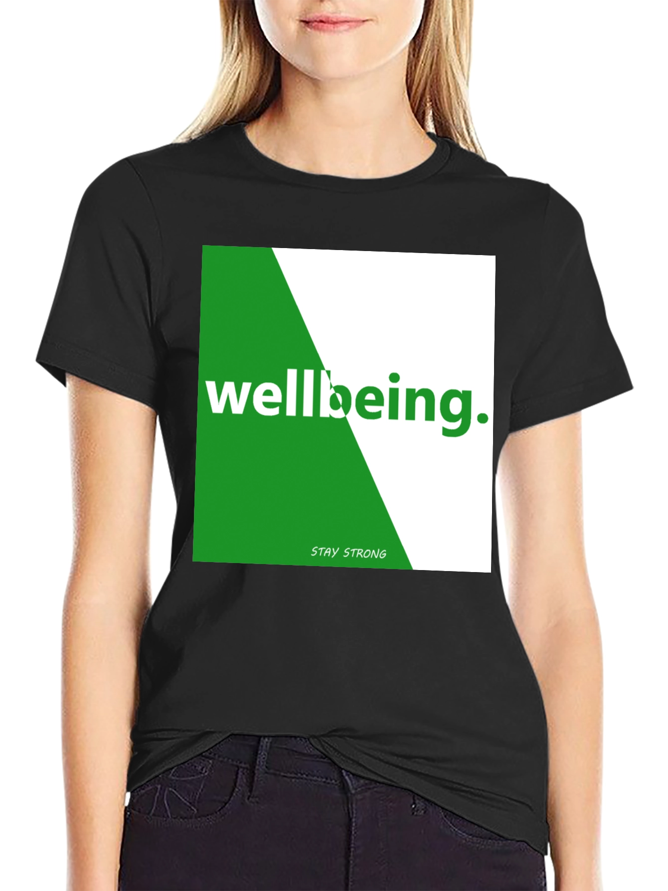 Black Wellbeing Graphic Print Crew Neck T-Shirt view 2