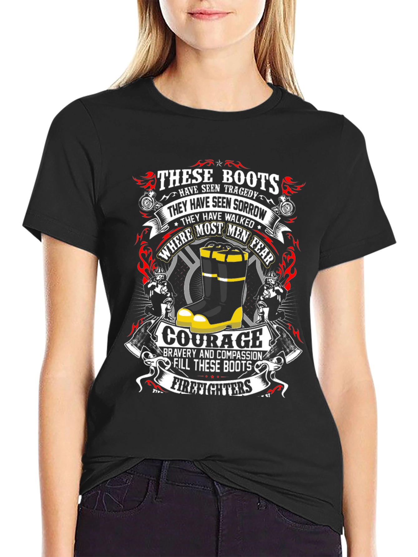 Firefighter Boots Graphic T-Shirt - Courage & Bravery - 2