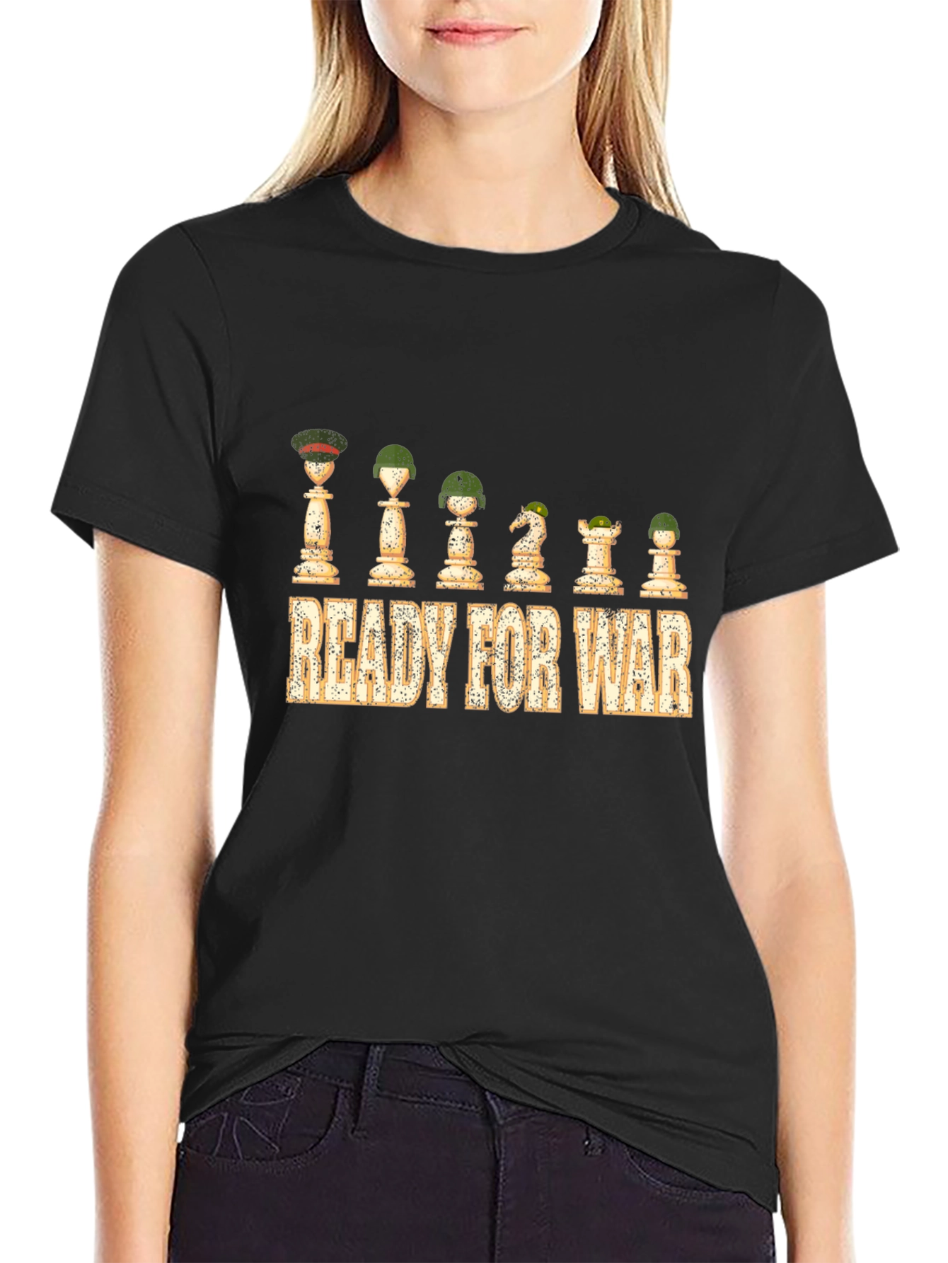 Black Ready for War Chess Piece T-Shirt view 2