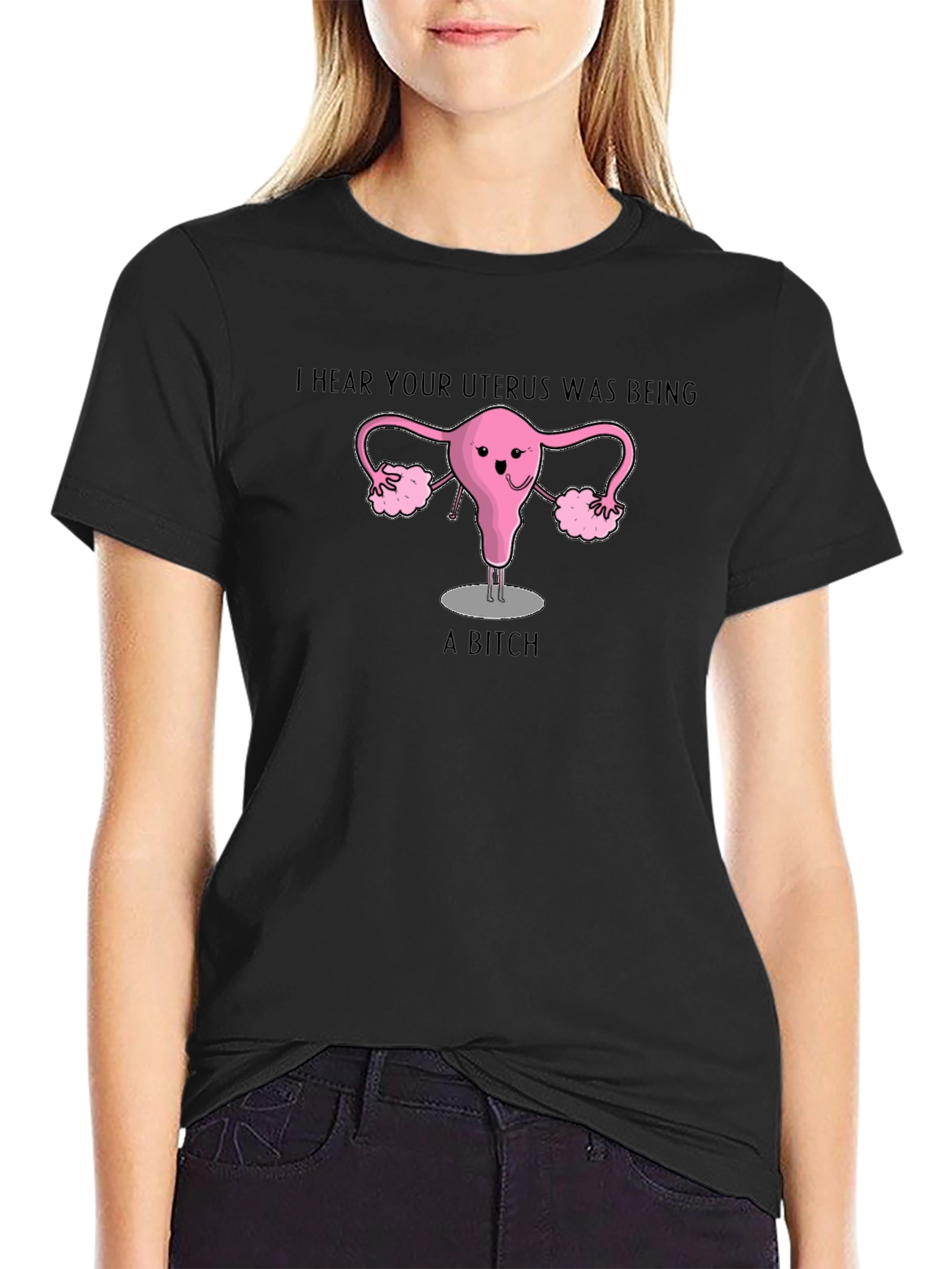 Black Uterus Humor Graphic T-Shirt view 2