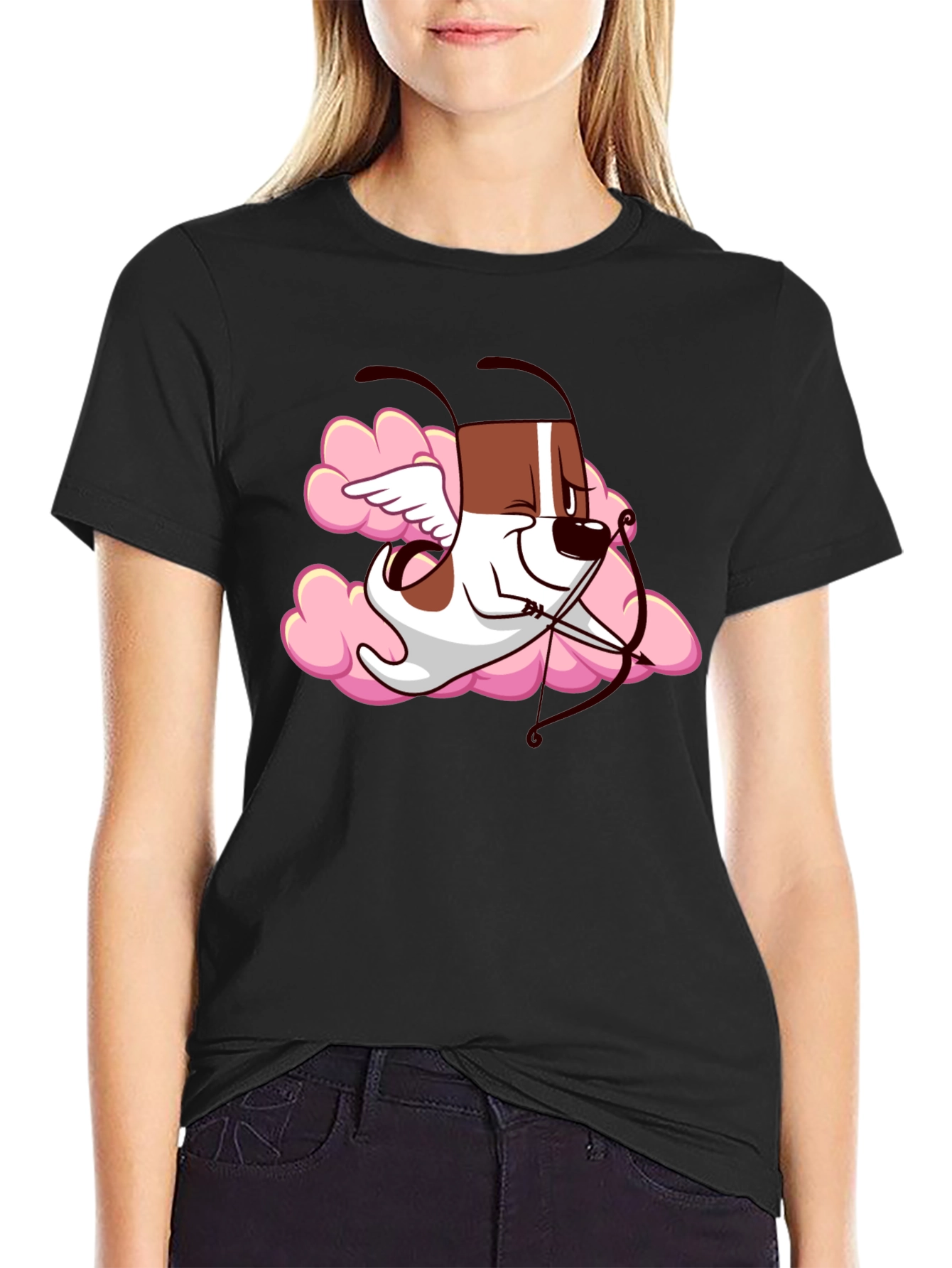 Black Cupid Dog Graphic T-Shirt - Black view 2