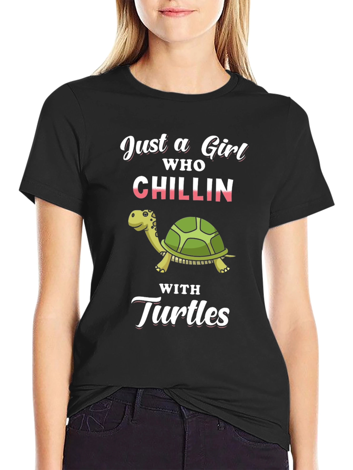 Black Girl Who Chillin' with Turtles Graphic Tee view 2