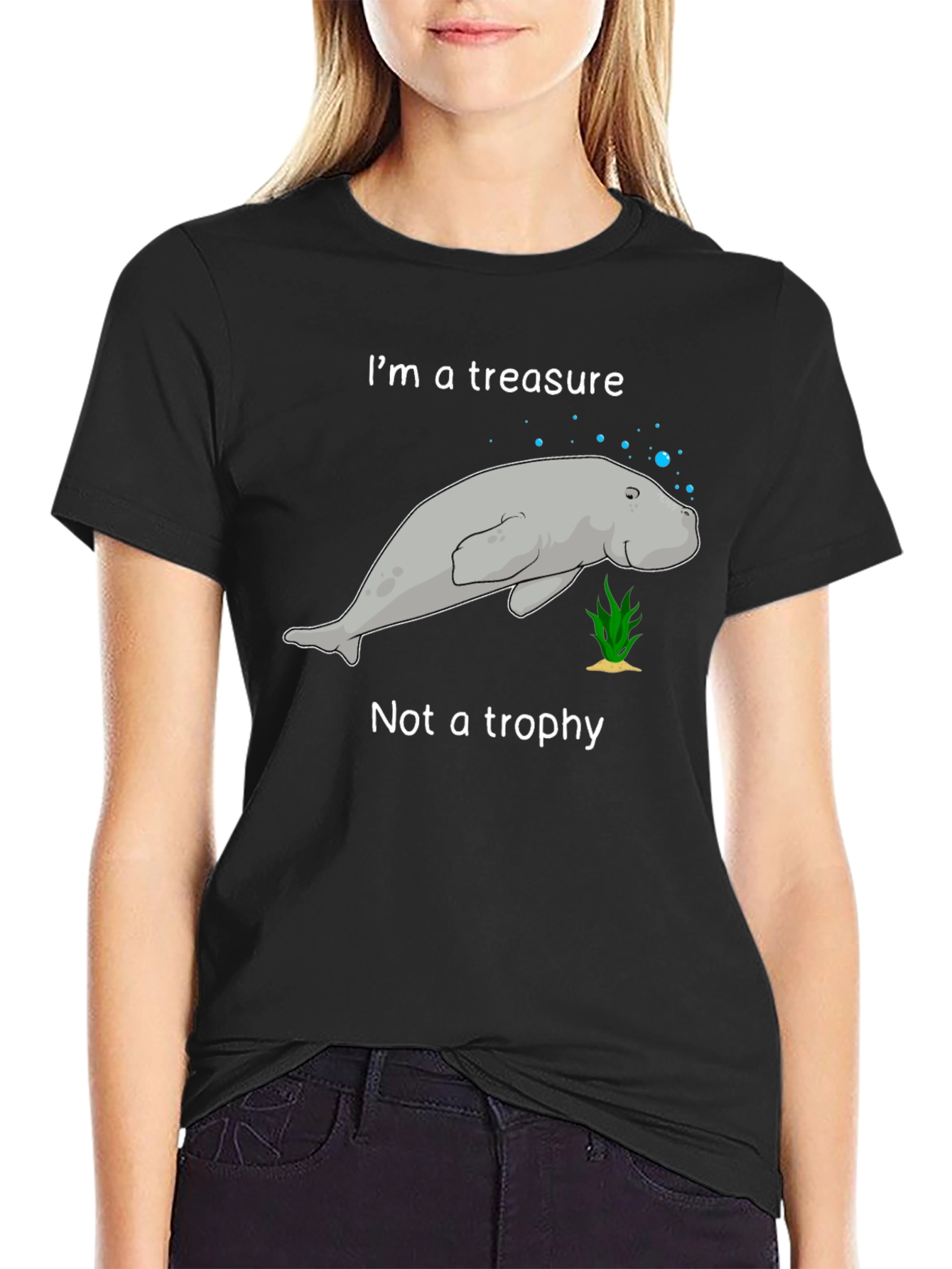 Black Manatee Treasure T-Shirt - Save the Manatees! view 2