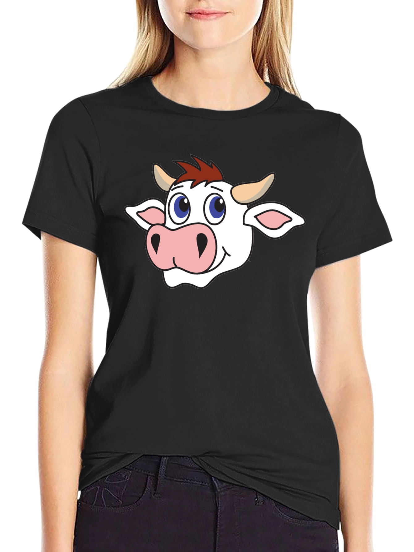 Black Cow Graphic Black T-Shirt view 2