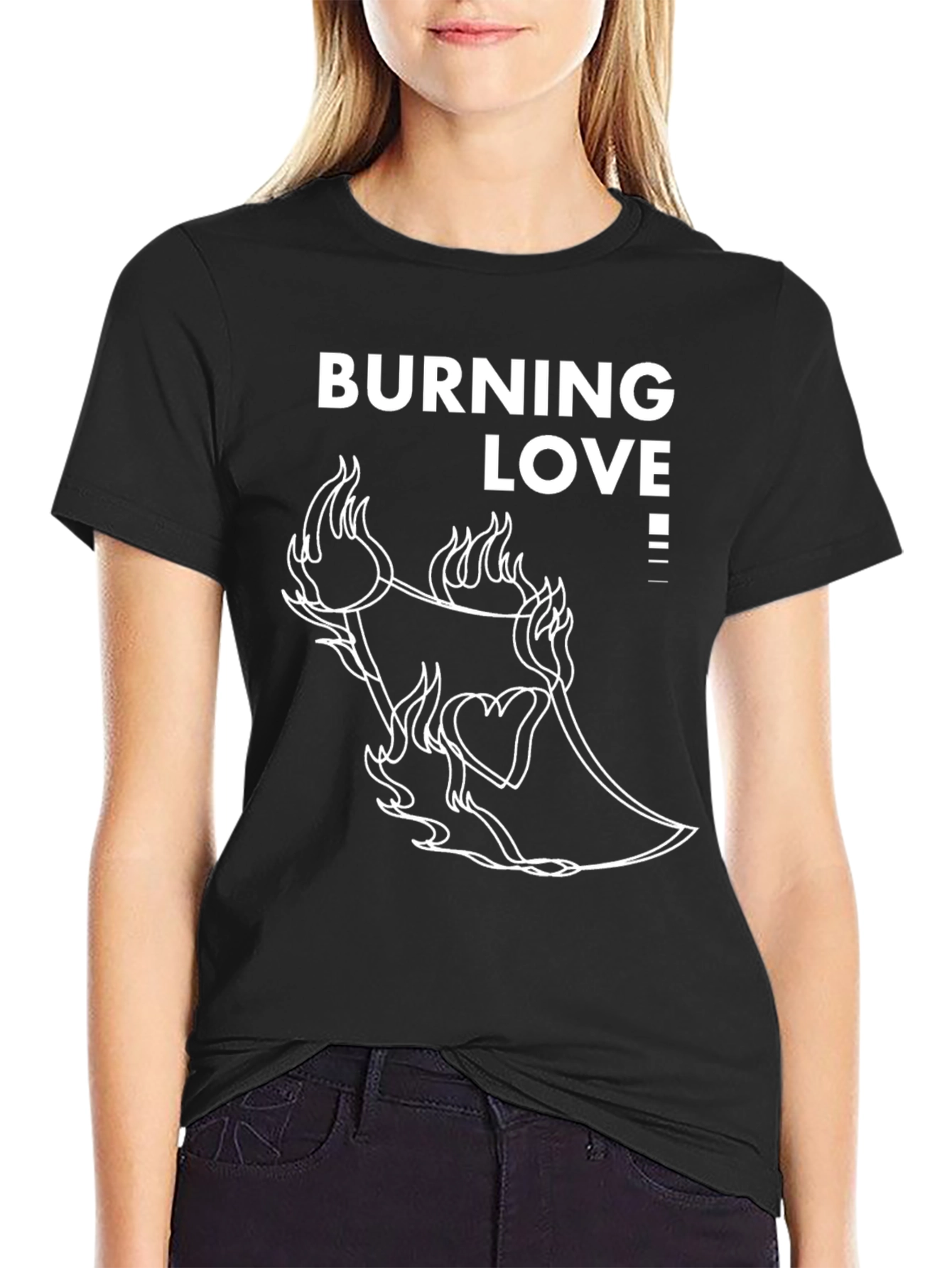 Black Burning Love Graphic Tee - Black T-Shirt view 2