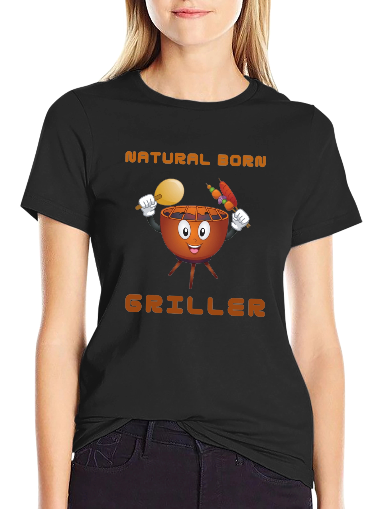 Black Natural Born Griller T-Shirt view 2