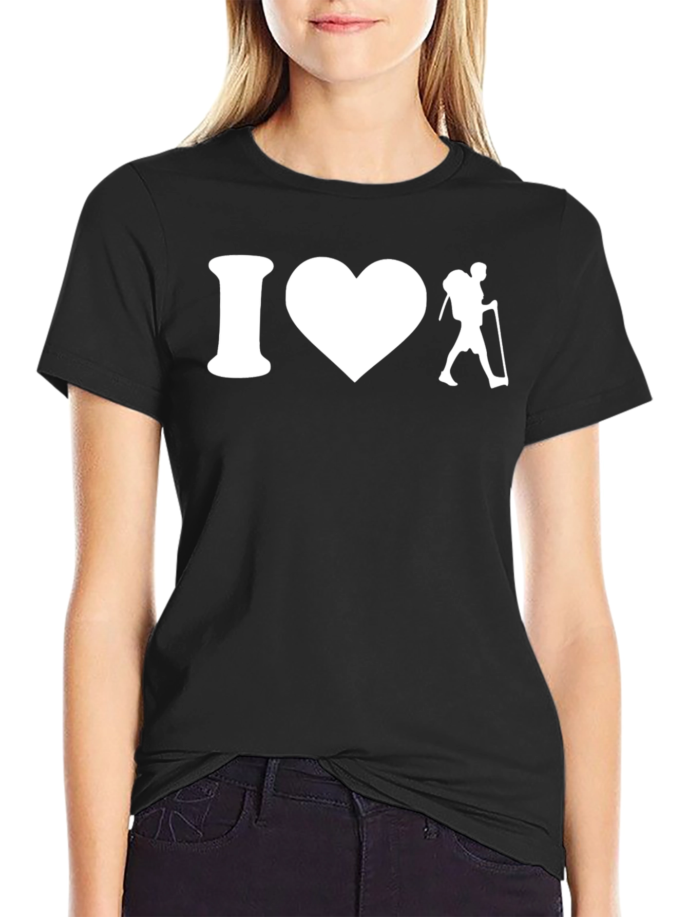 Black I Heart Hiking T-Shirt - Black Cotton Tee view 2