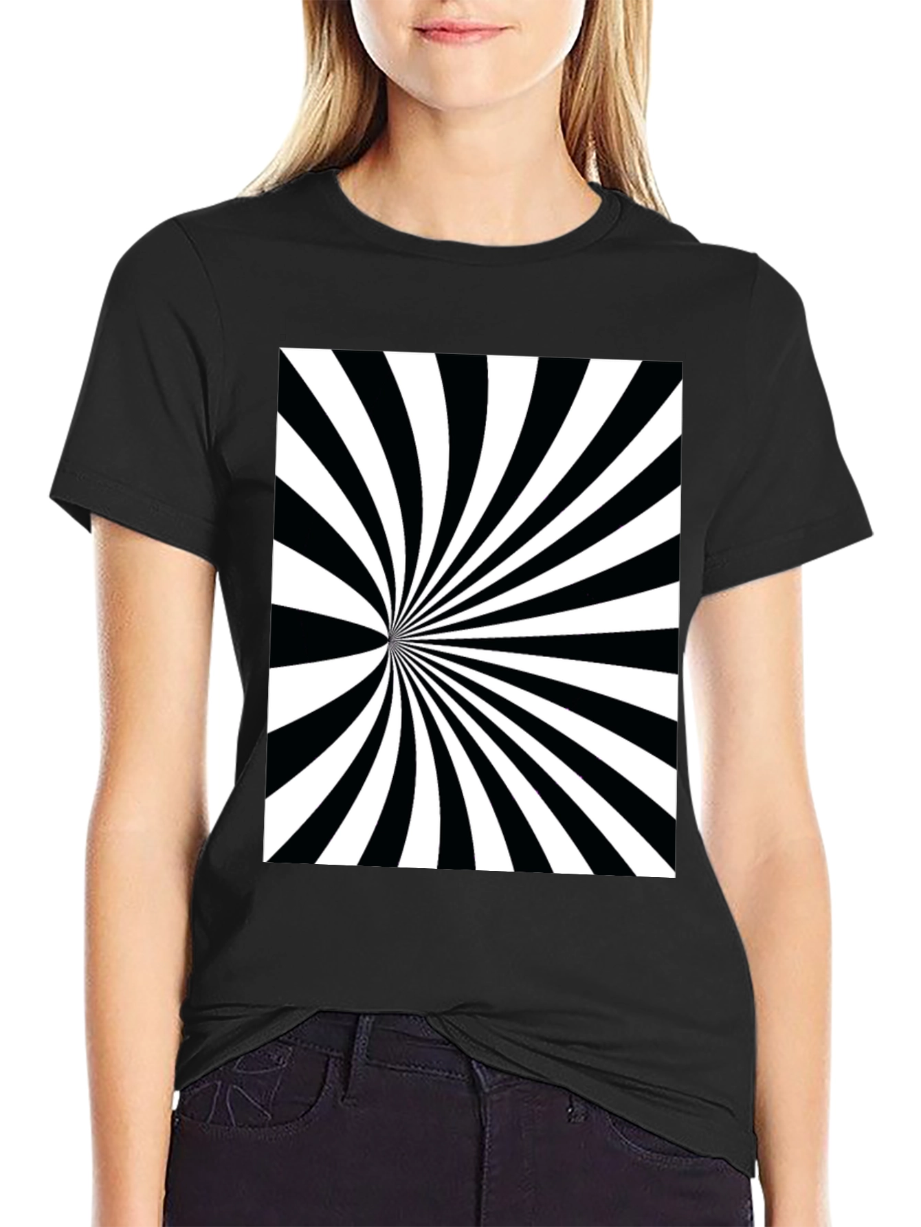 Black Hypnotic Black & White Swirl Tee view 2