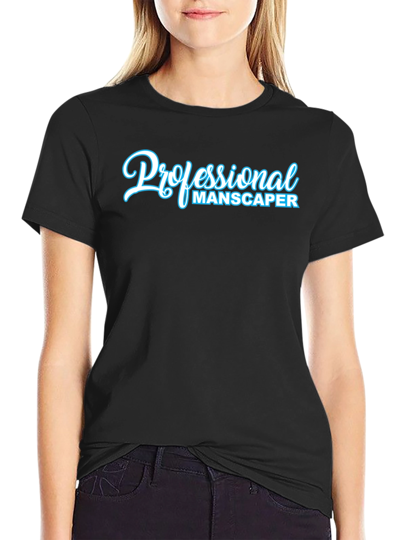 Black Professional Manscaper T-Shirt - Black Crew Neck view 2