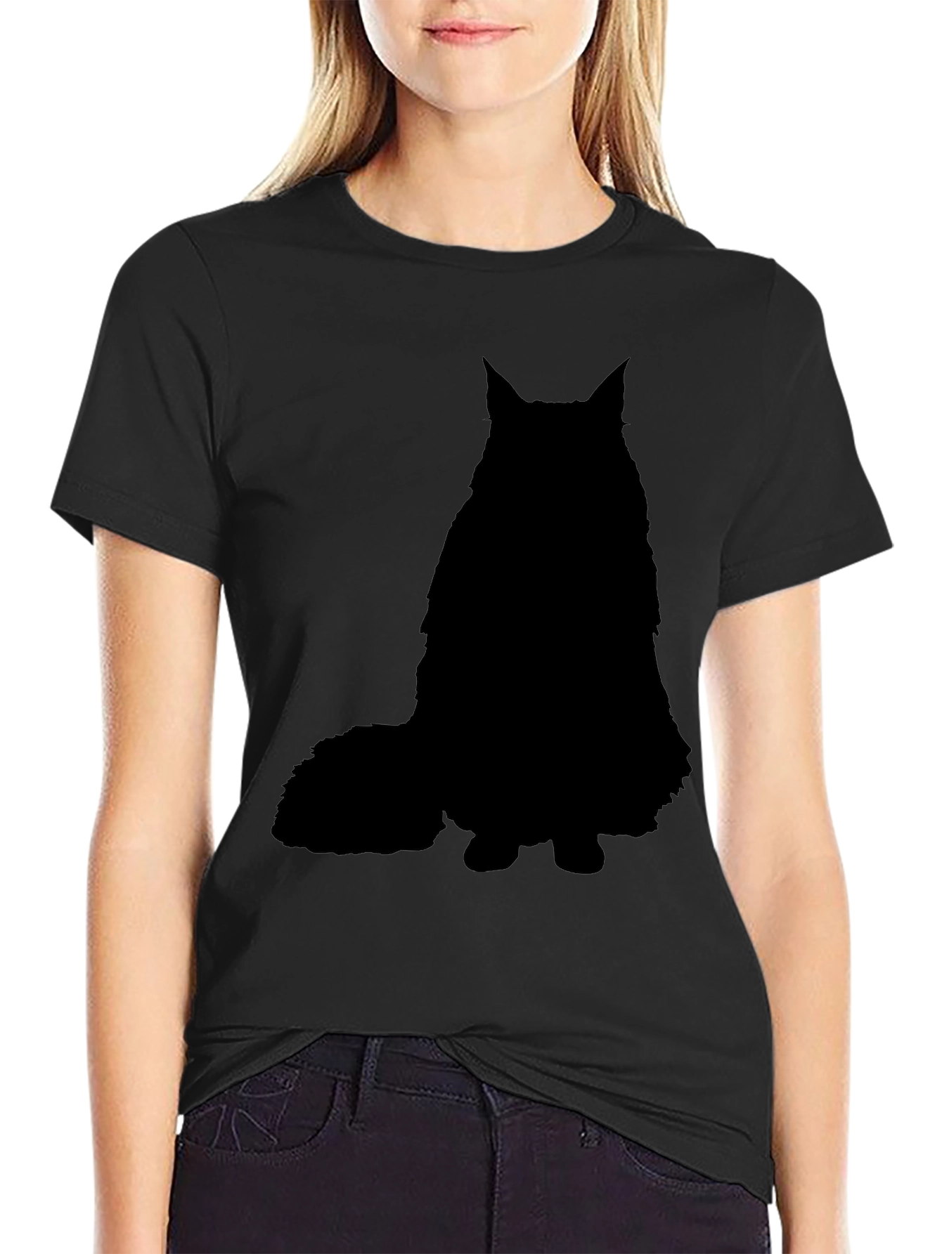 Black Black Cat Silhouette Graphic T-Shirt view 2