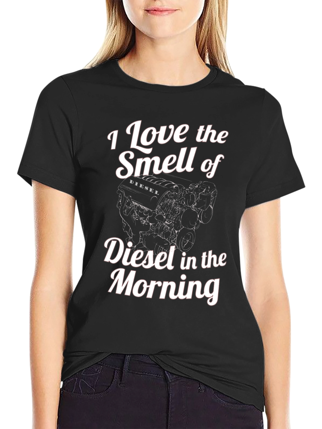 Black Diesel Engine T-Shirt - I Love The Smell Of Diesel In The Morning view 2
