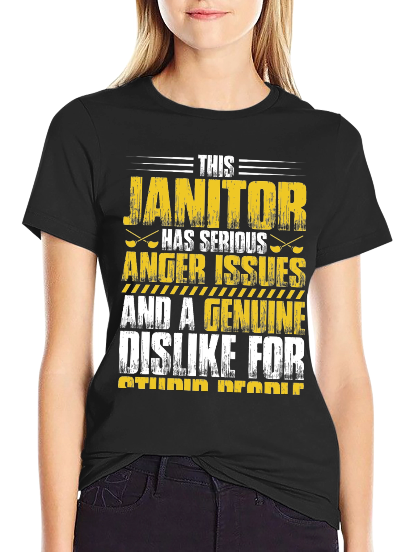 Black Janitor Anger Issues Graphic T-Shirt view 2