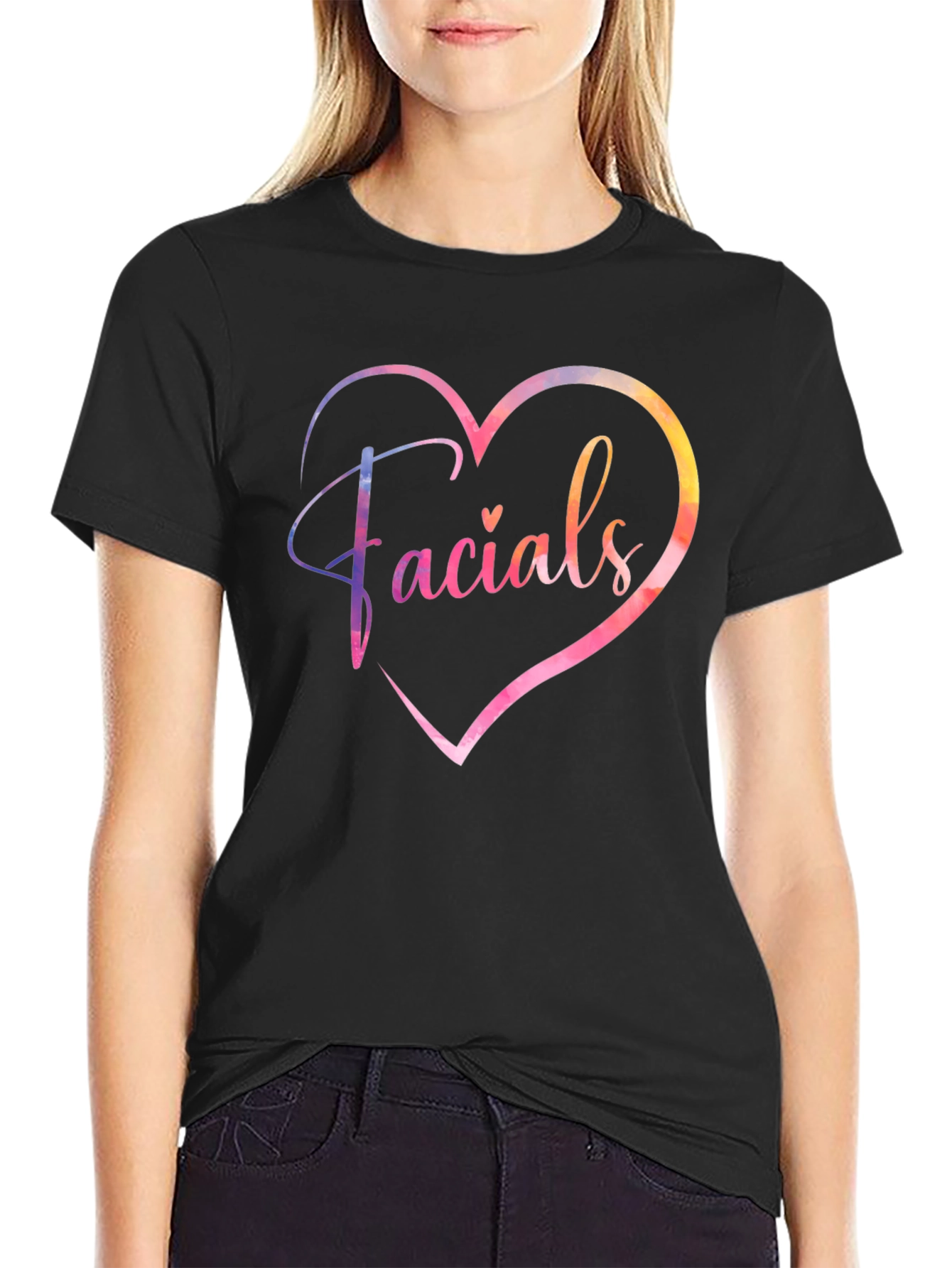 Black Facials Heart Graphic Tee - Unisex Soft Cotton T-Shirt view 2
