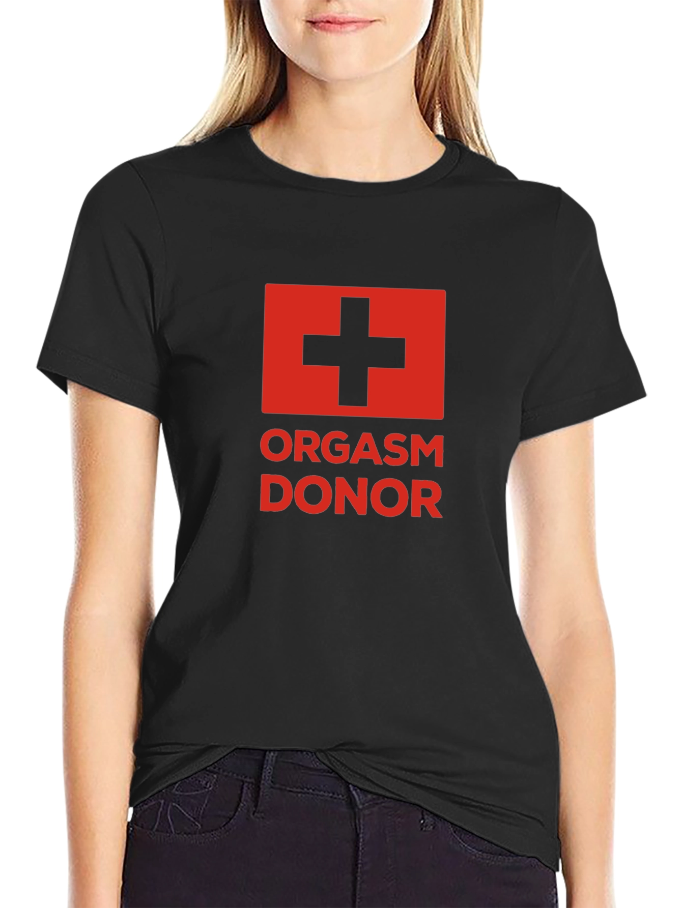 Black Orgasm Donor Graphic Tee - Black Humor Novelty T-Shirt view 2