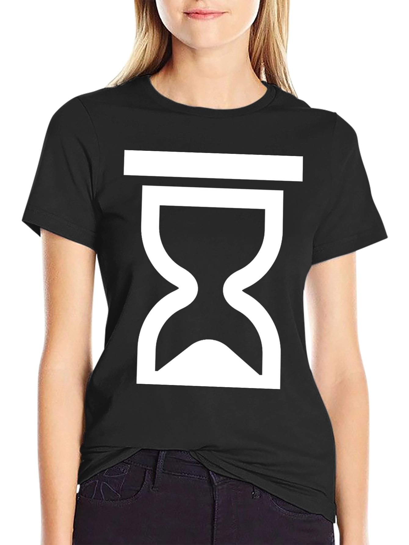 Black Hourglass Symbol T-Shirt - Classic Time Design view 2