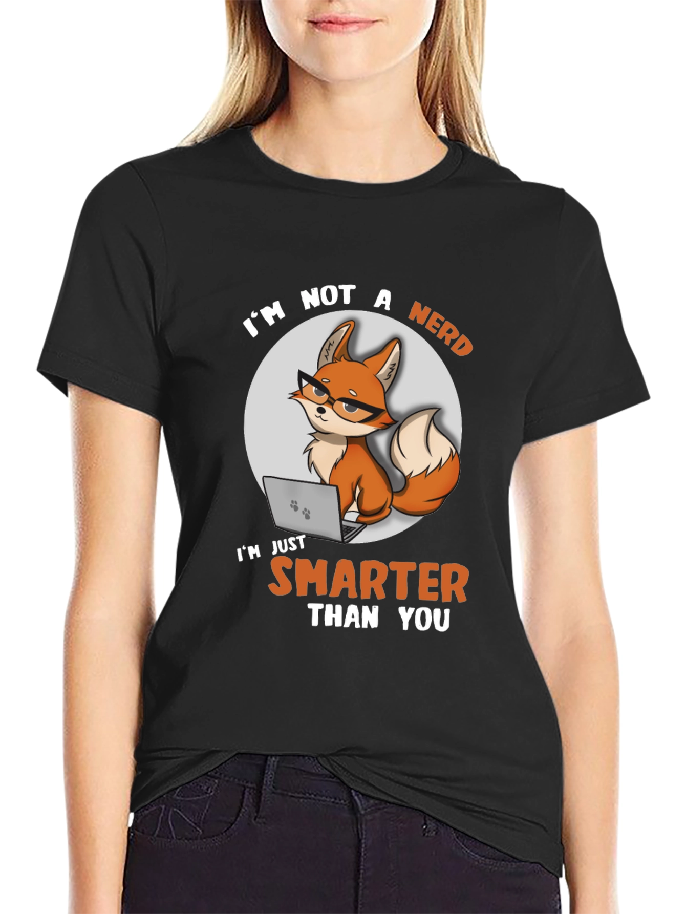 Black Smarter Than You Fox Graphic Tee view 2