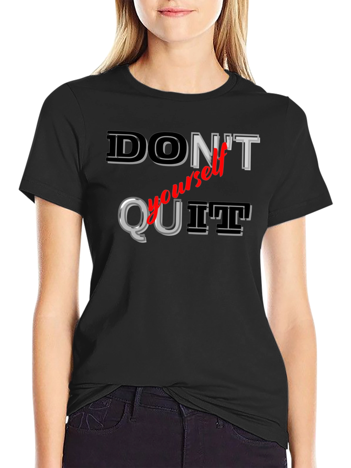 Black Don't Quit T-Shirt - Motivational Graphic Tee view 2