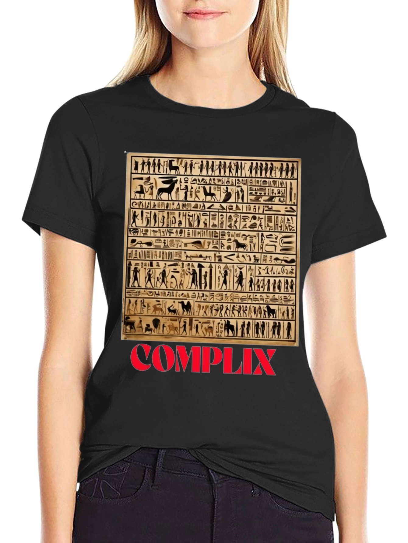 Black Complix Egyptian Hieroglyphic T-Shirt view 2