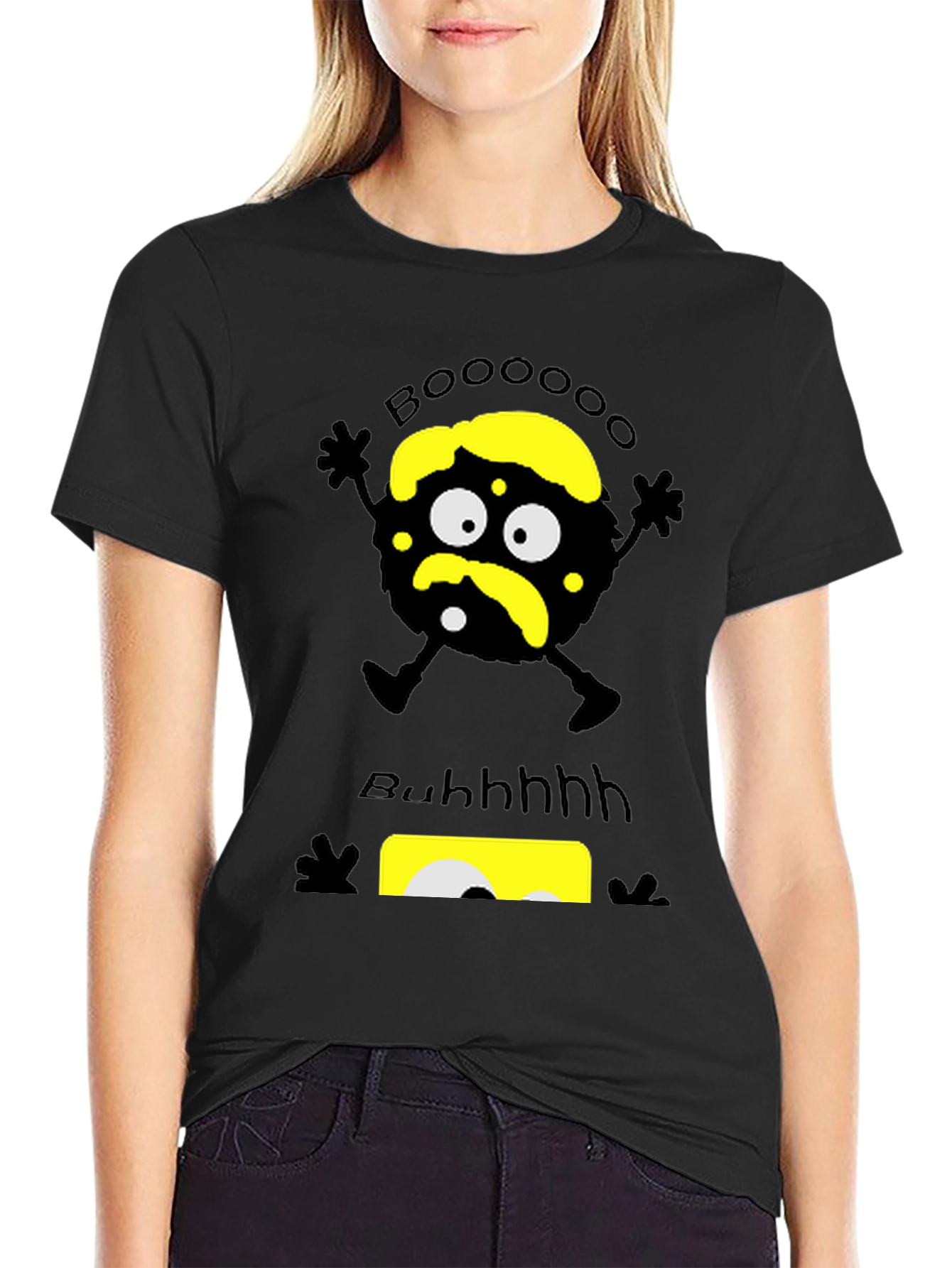 Black Boo! Spooky Graphic Print T-Shirt view 2