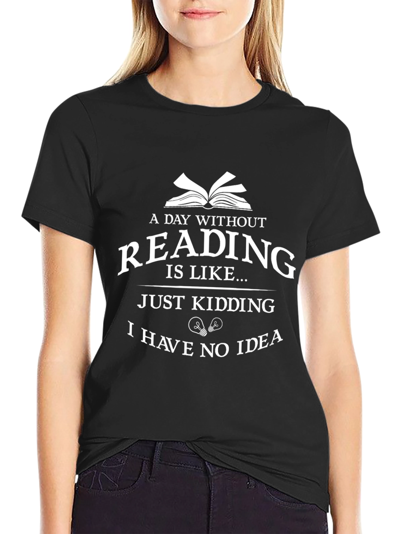 Black Funny Reading T-Shirt - Book Lover Tee view 2