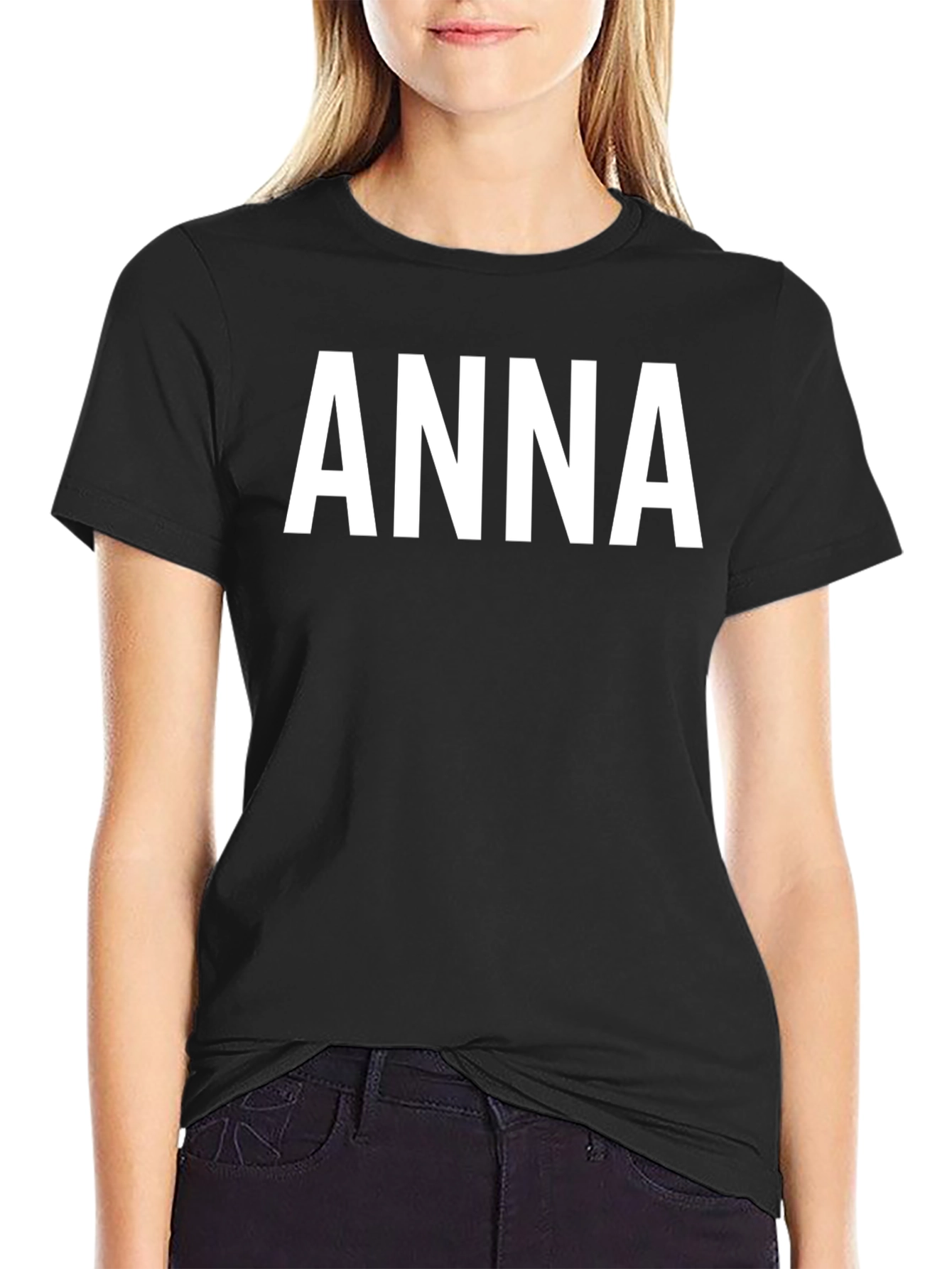 Black Personalized ANNA T-Shirt - Custom Name Tee view 2