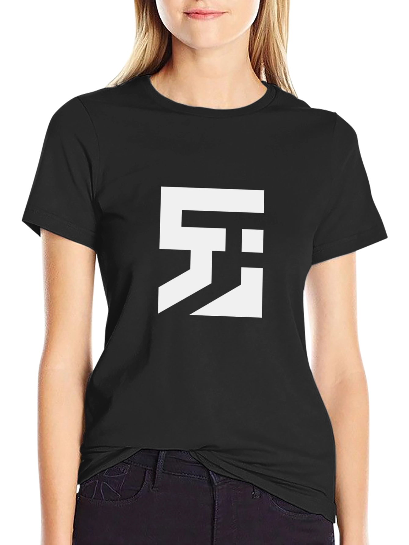 Black Modern Graphic Tee - Black view 2