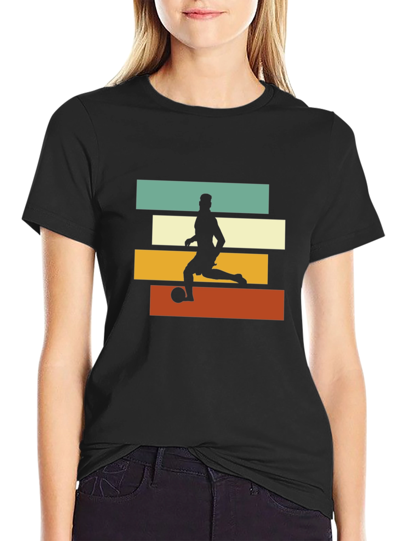 Black Retro Soccer Player Graphic Tee - Black view 2