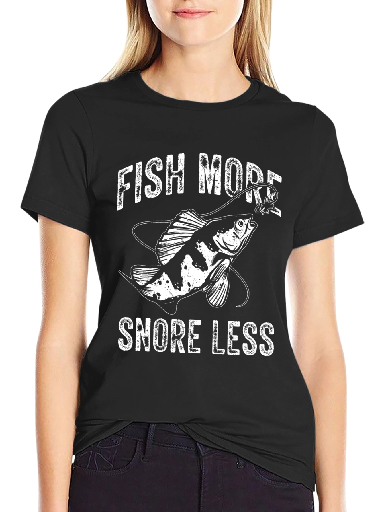 Black Fish More Snore Less Graphic Tee view 2