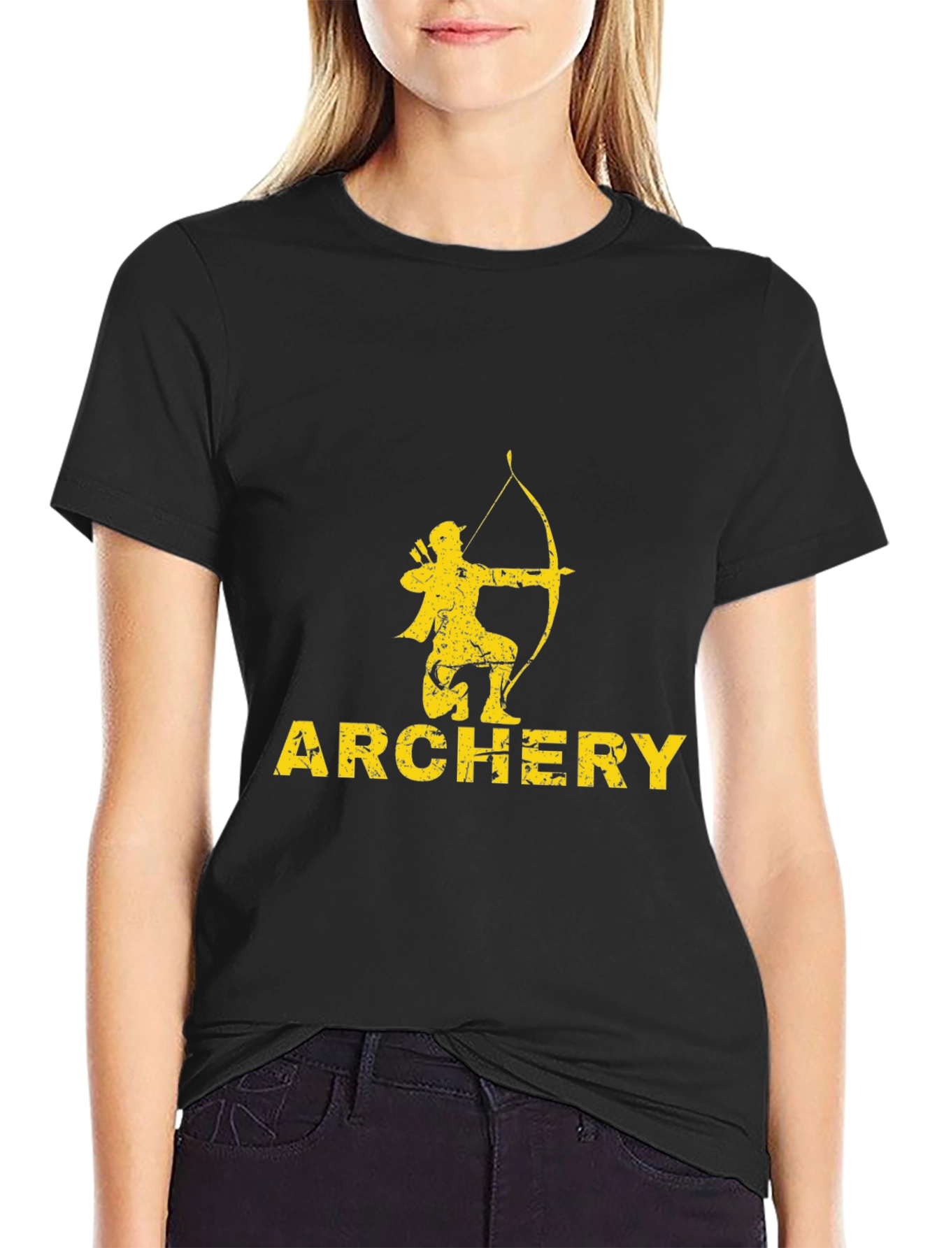 Black Archery T-Shirt - Black Tee with Archer Graphic view 2