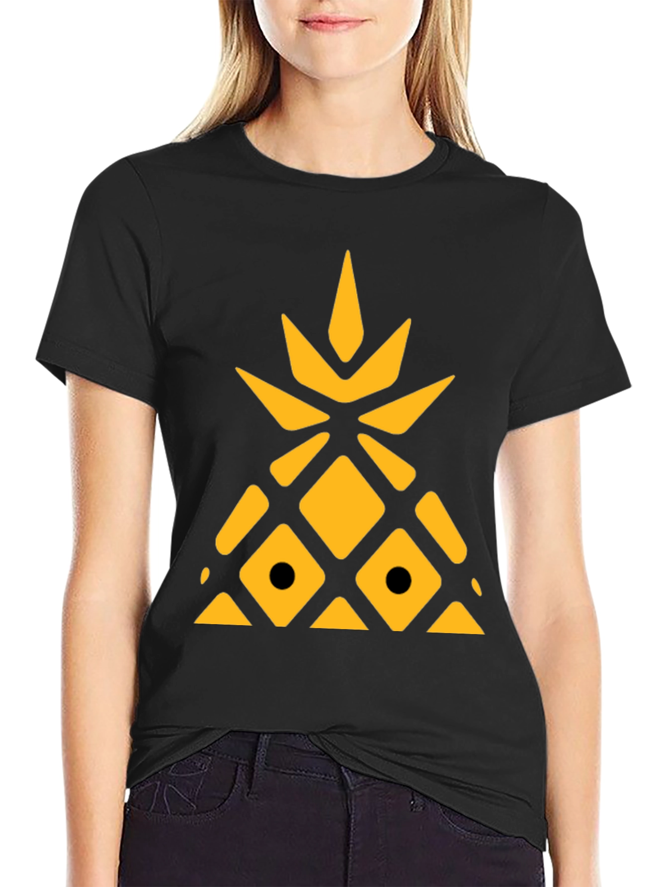 Black Geometric Pineapple Graphic Tee view 2