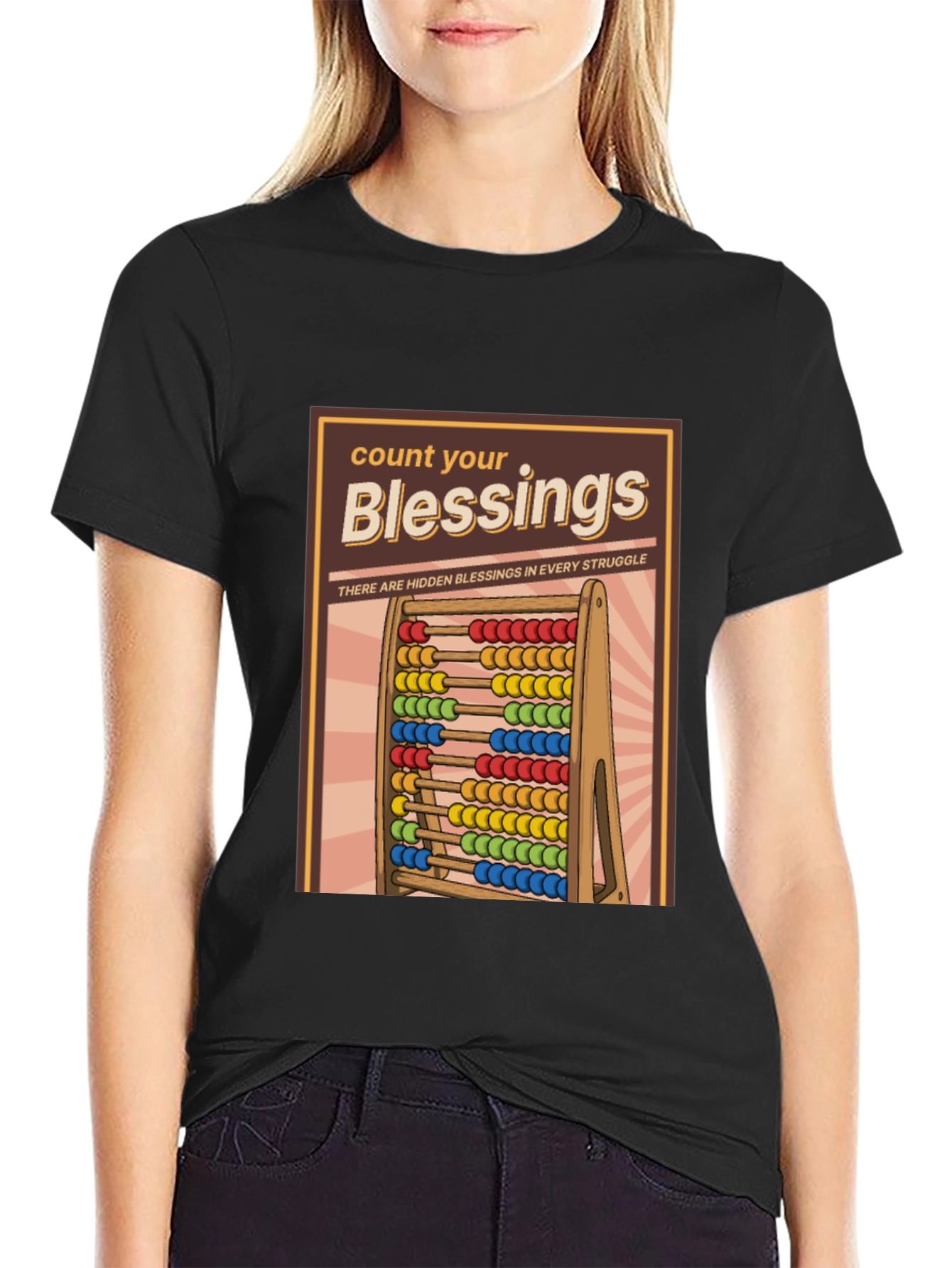 Black Count Your Blessings T-Shirt - Hidden Blessings in Struggle view 2