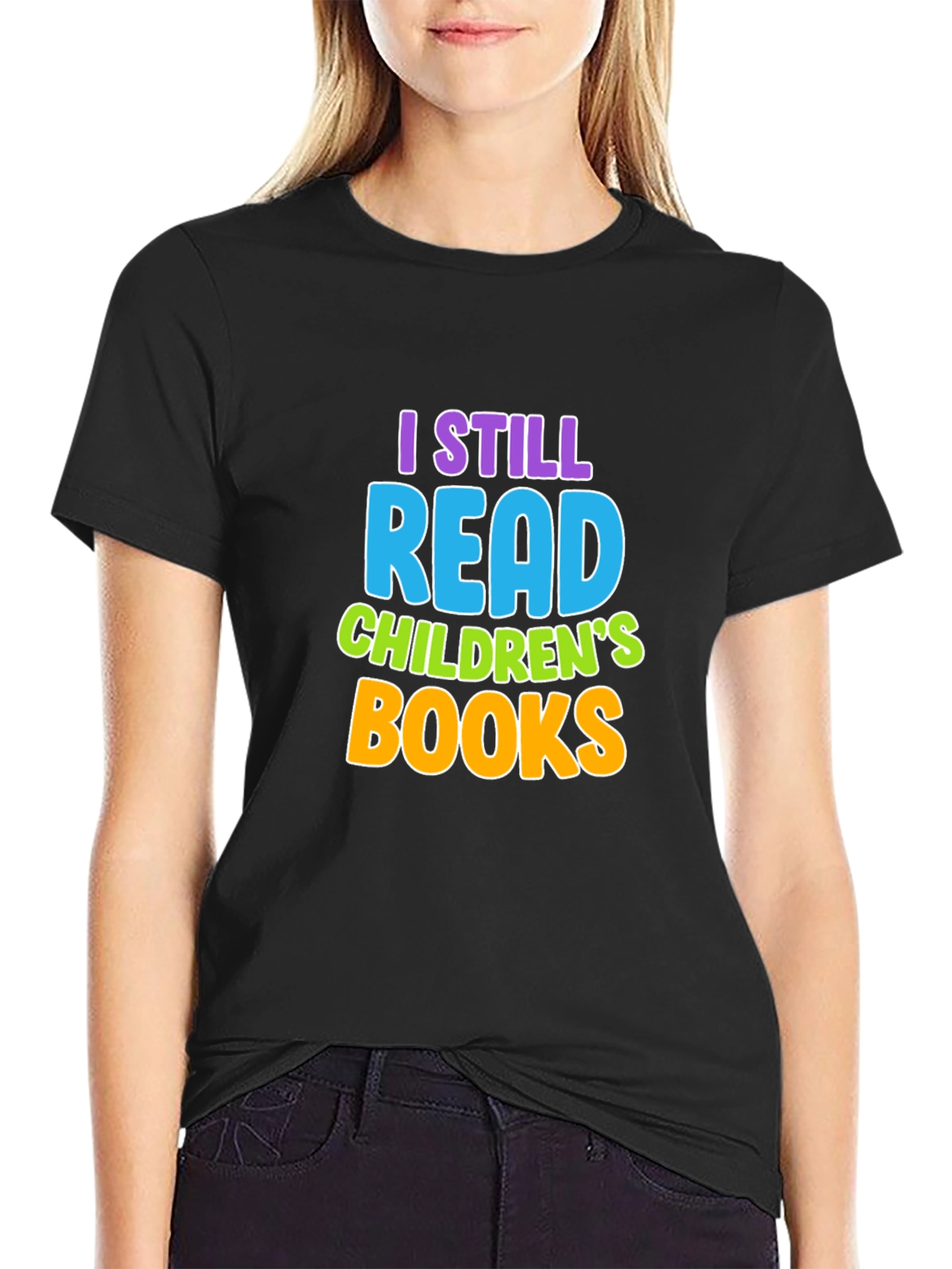 Black I Still Read Children's Books Graphic T-Shirt view 2